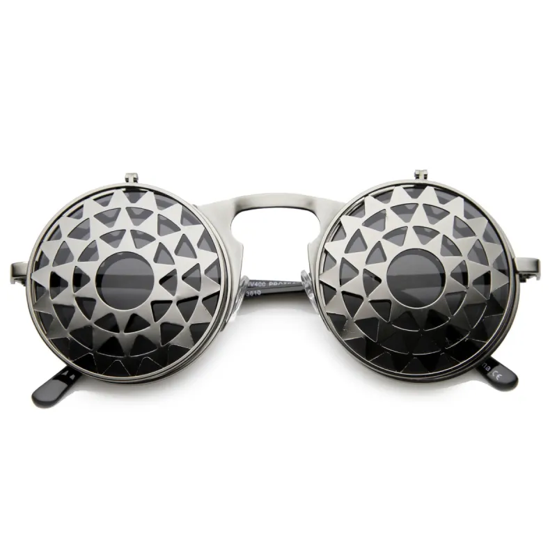 Unique Vintage Steampunk Starburst Pattern Round Sunglasses 9772 sold by ZeroUV