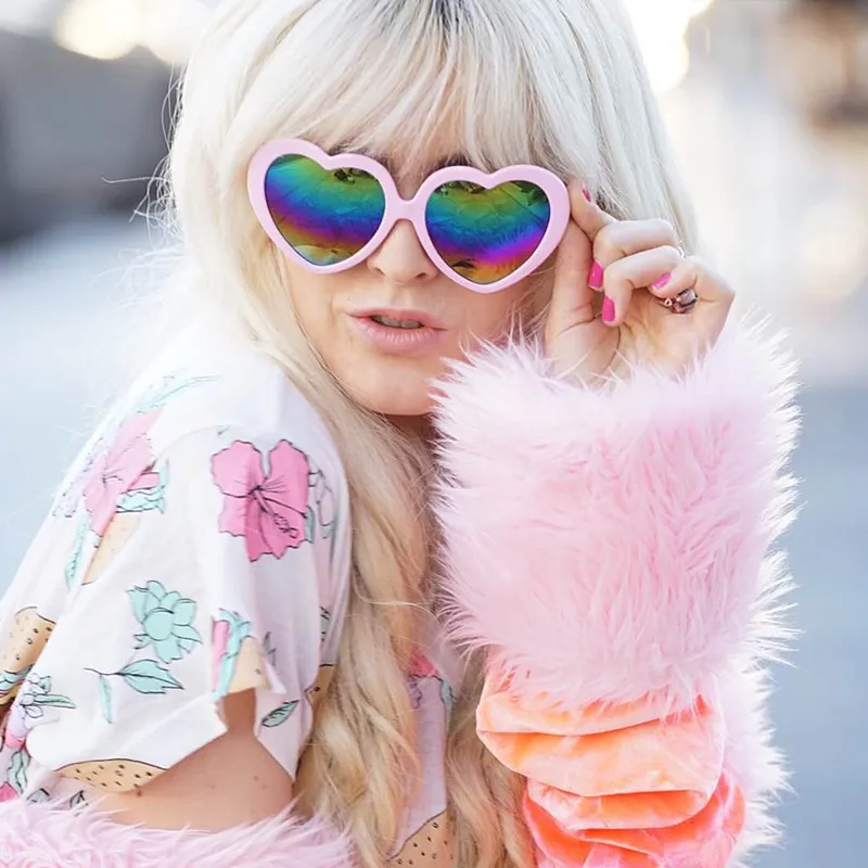 Women's Heart Shape Flash Mirror Rainbow Lens Sunglasses 9492 sold by ZeroUV product image thumbnail 2