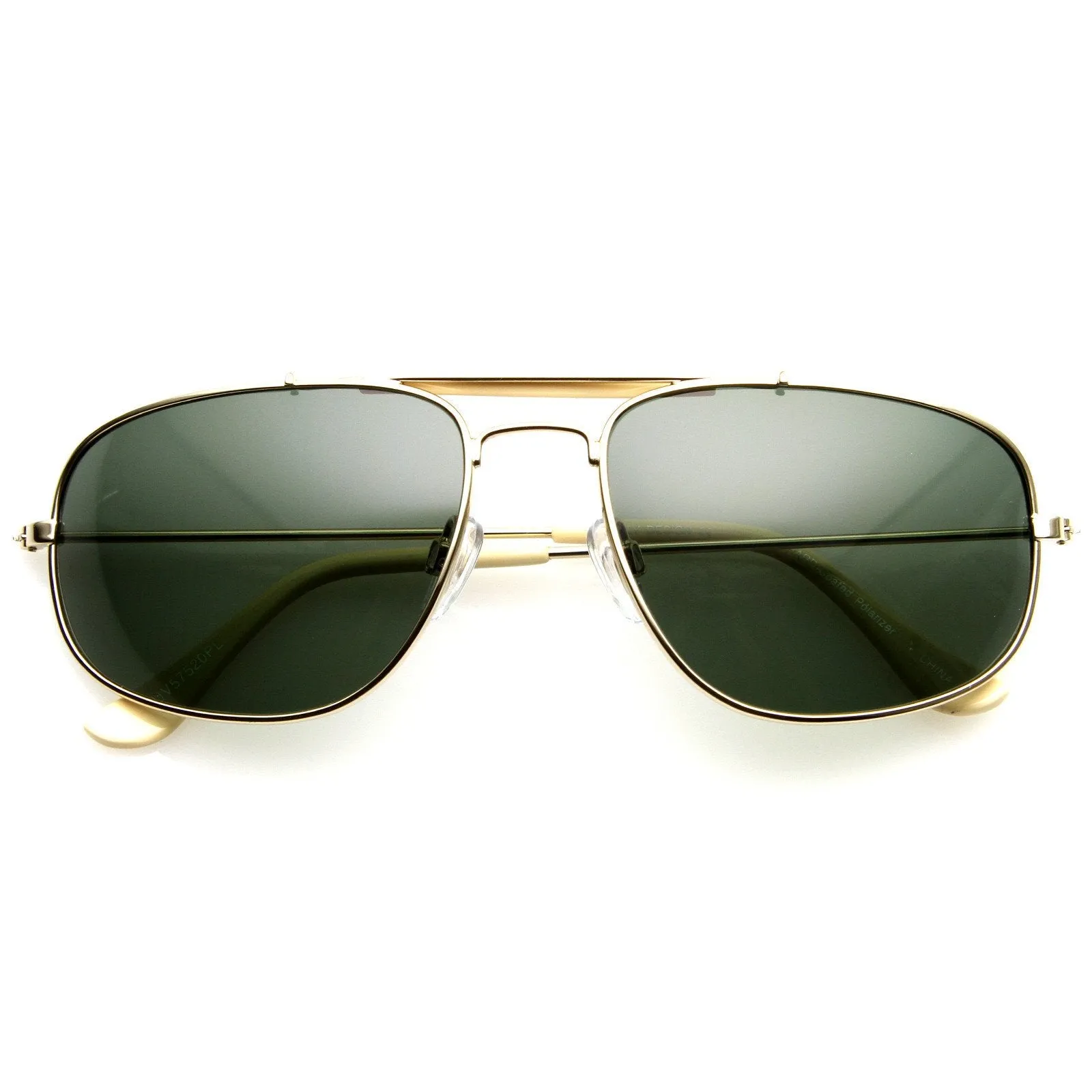 Mens Polarized Metal Aviator Sunglasses Cross Bar Nickel Finish Gold New 8677 sold by ZeroUV product image thumbnail 5