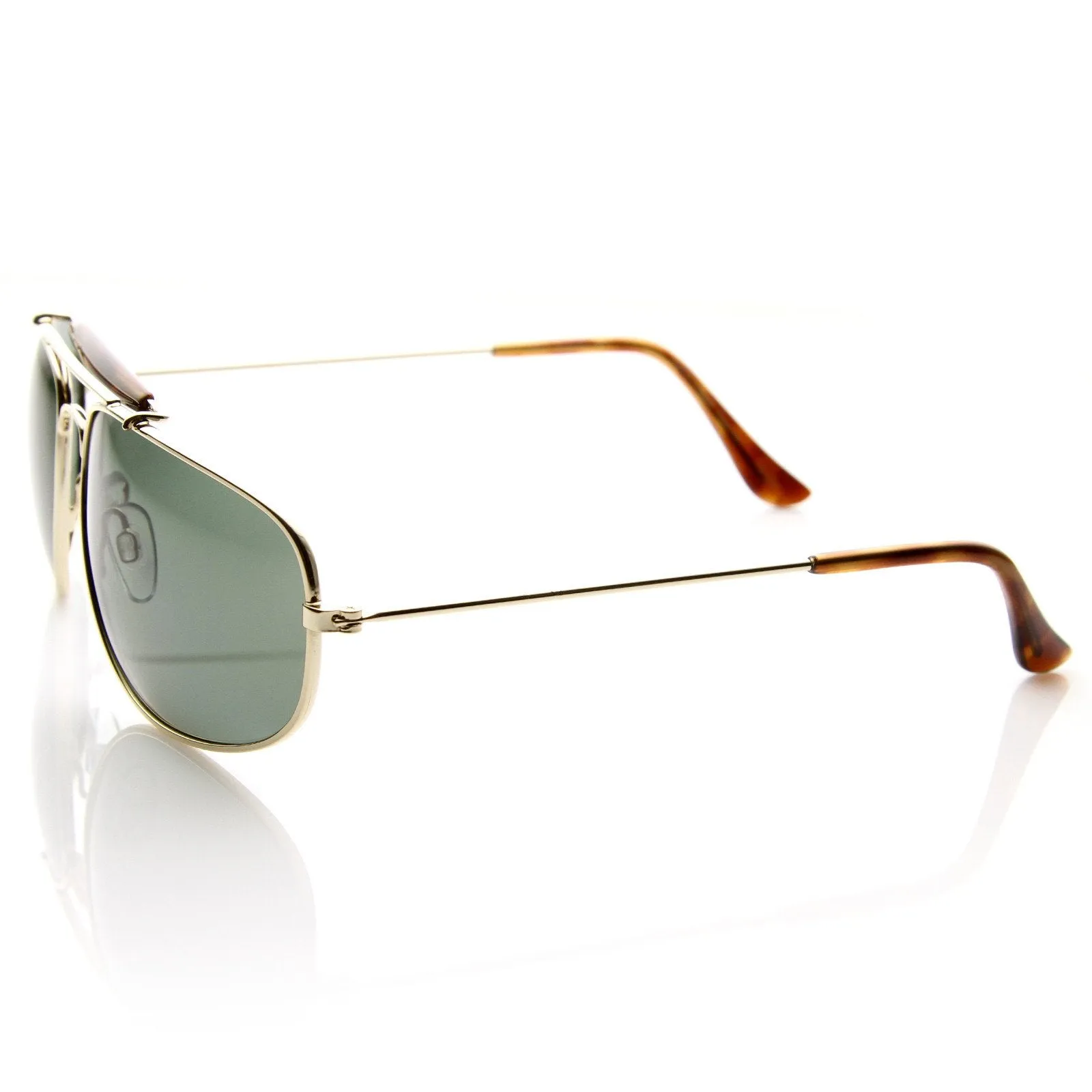 Mens Polarized Metal Aviator Sunglasses Cross Bar Nickel Finish Gold New 8677 sold by ZeroUV product image thumbnail 2