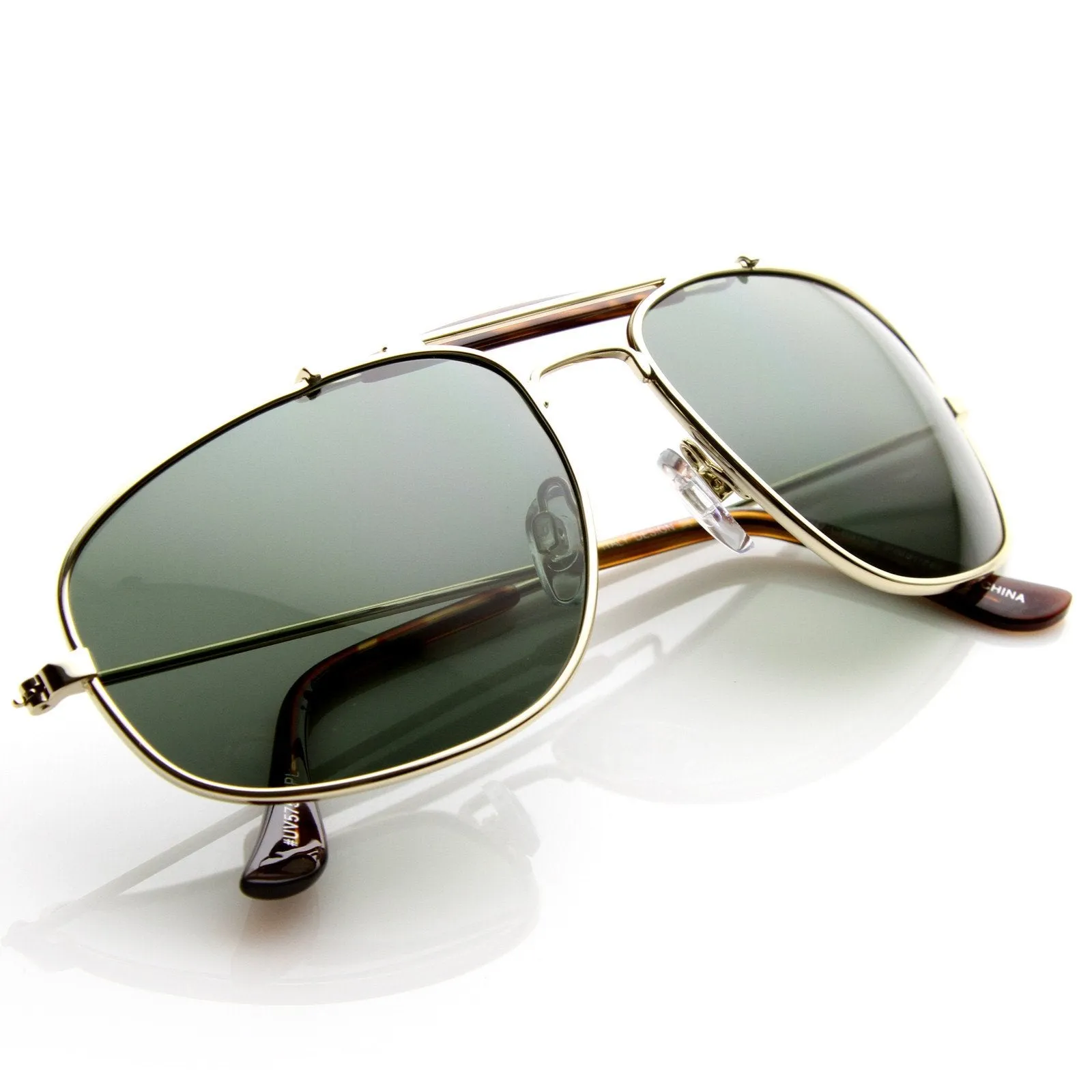 Mens Polarized Metal Aviator Sunglasses Cross Bar Nickel Finish Gold New 8677 sold by ZeroUV product image thumbnail 4