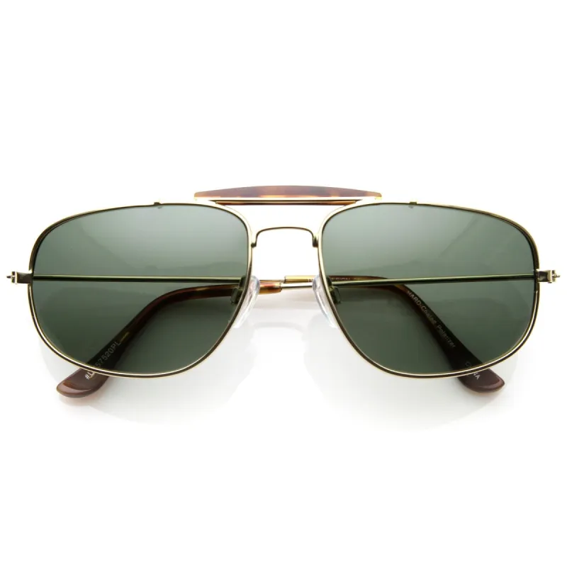 Mens Polarized Metal Aviator Sunglasses Cross Bar Nickel Finish Gold New 8677 sold by ZeroUV