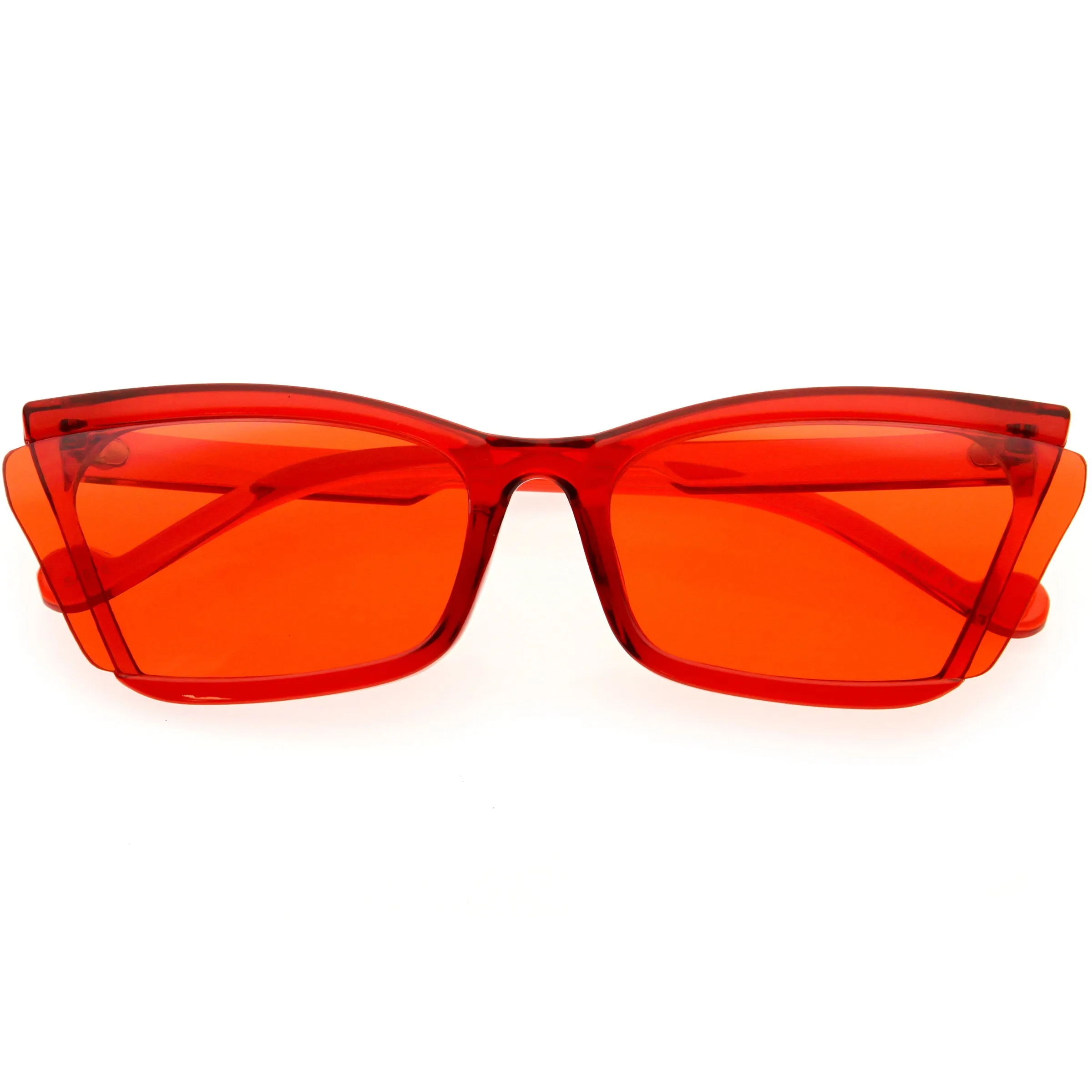 Sleek Semi-Rimless Winged Lens Cat Eye Sunglasses D276 sold by ZeroUV product image thumbnail 5