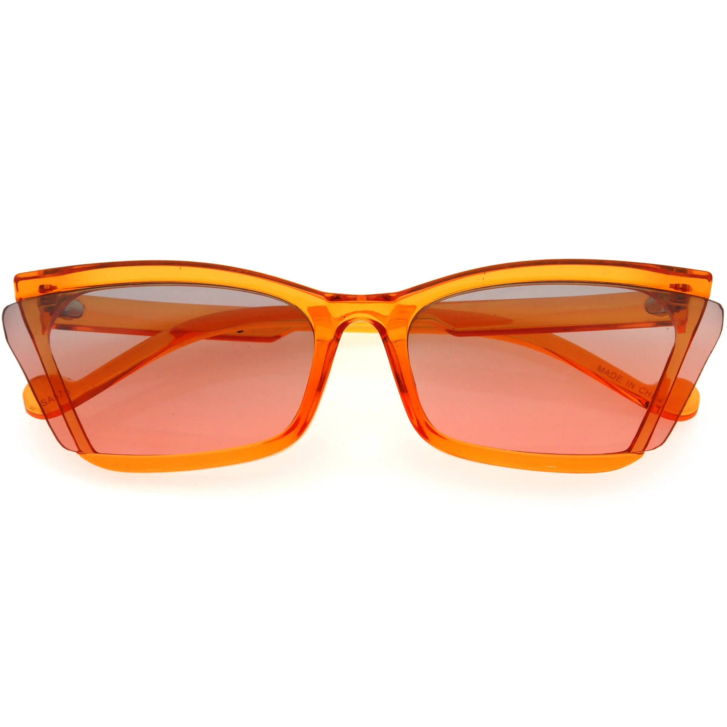 Sleek Semi-Rimless Winged Lens Cat Eye Sunglasses D276 sold by ZeroUV