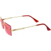 Luxe Color Tinted Bevelled Lens Metal Rectangle Sunglasses D224 sold by ZeroUV