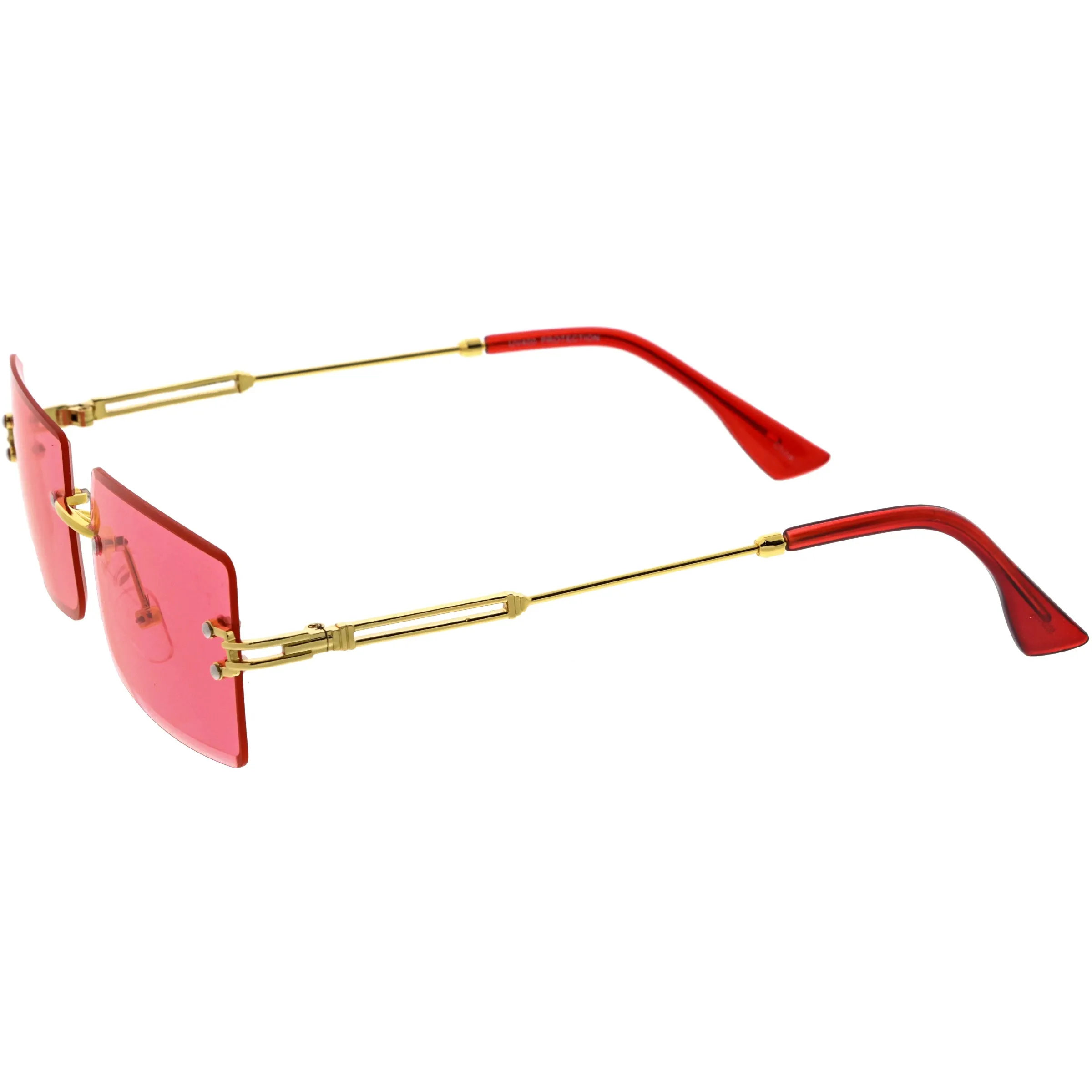 Luxe Color Tinted Bevelled Lens Metal Rectangle Sunglasses D224 sold by ZeroUV product image thumbnail 5