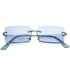 Luxe Color Tinted Bevelled Lens Metal Rectangle Sunglasses D224 sold by ZeroUV