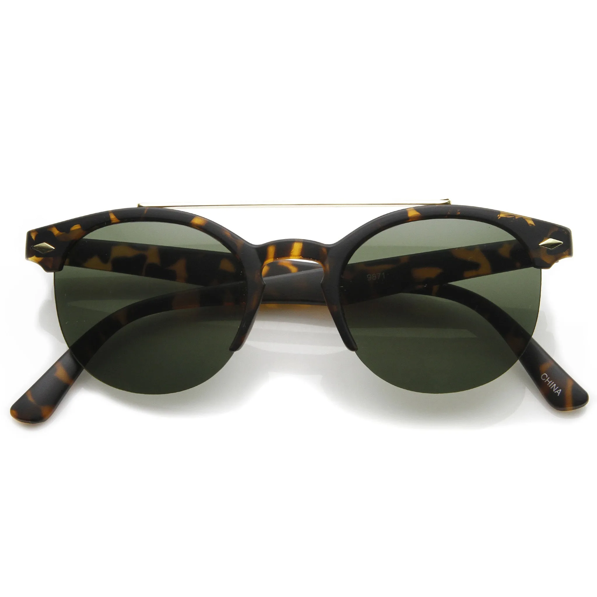 Indie Dapper Vintage Round Half Frame With Crossbar Fashion Sunglasses 9172 sold by ZeroUV product image thumbnail 4