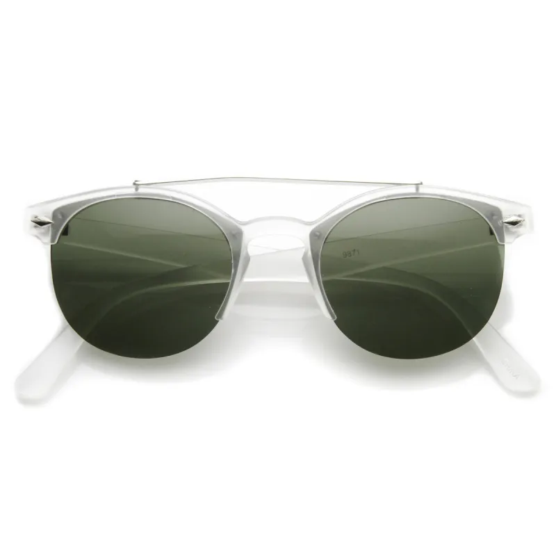 Indie Dapper Vintage Round Half Frame With Crossbar Fashion Sunglasses 9172 sold by ZeroUV