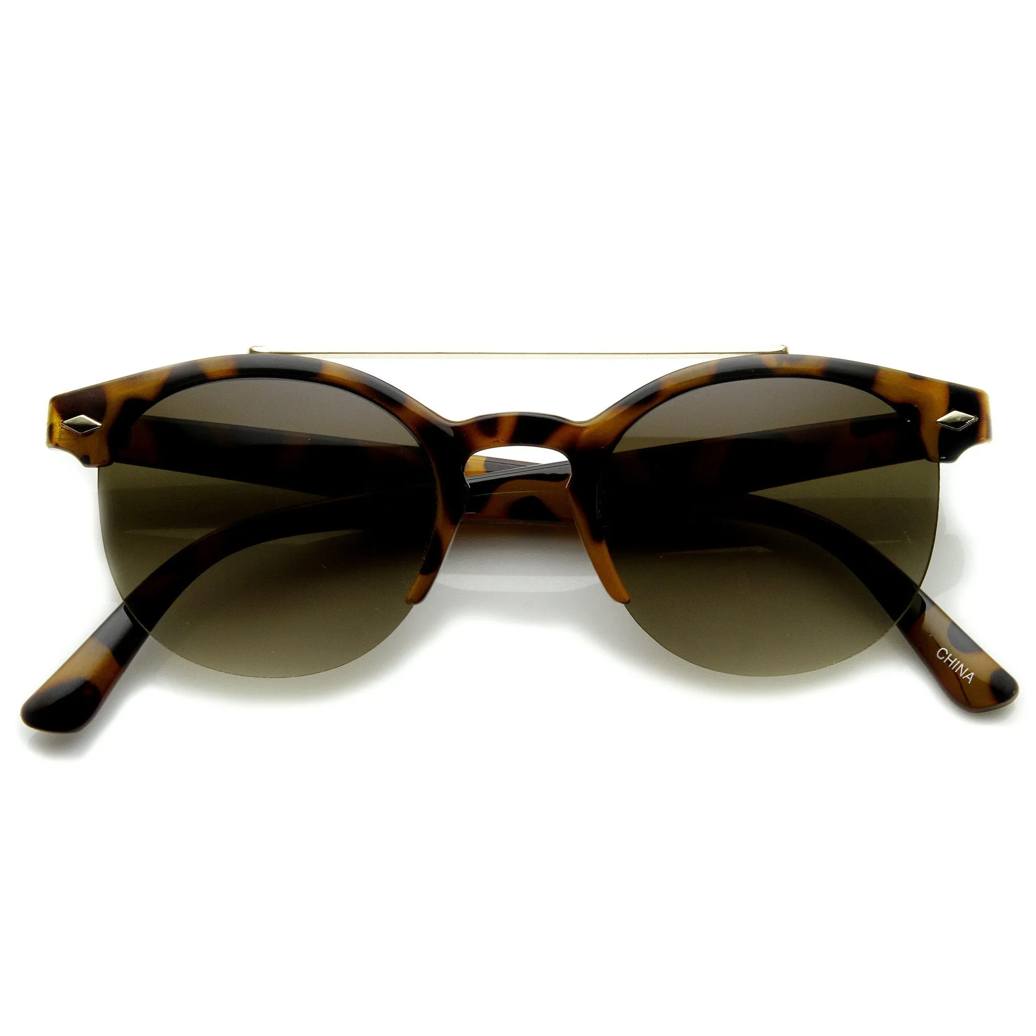 Indie Dapper Vintage Round Half Frame With Crossbar Fashion Sunglasses 9172 sold by ZeroUV product image thumbnail 3
