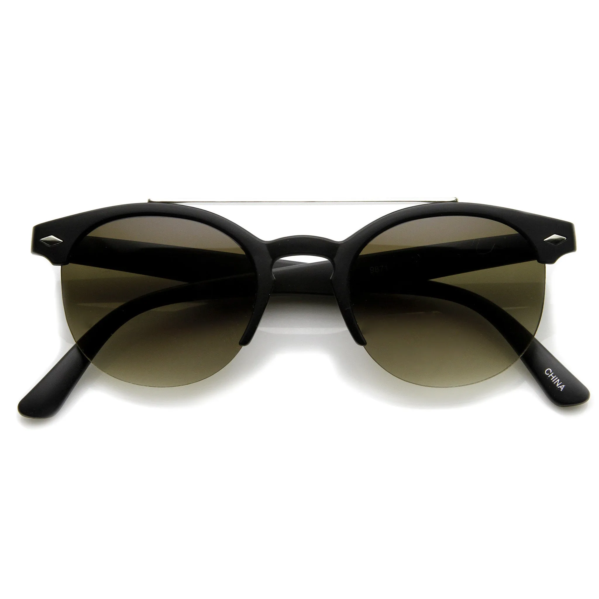 Indie Dapper Vintage Round Half Frame With Crossbar Fashion Sunglasses 9172 sold by ZeroUV product image thumbnail 5