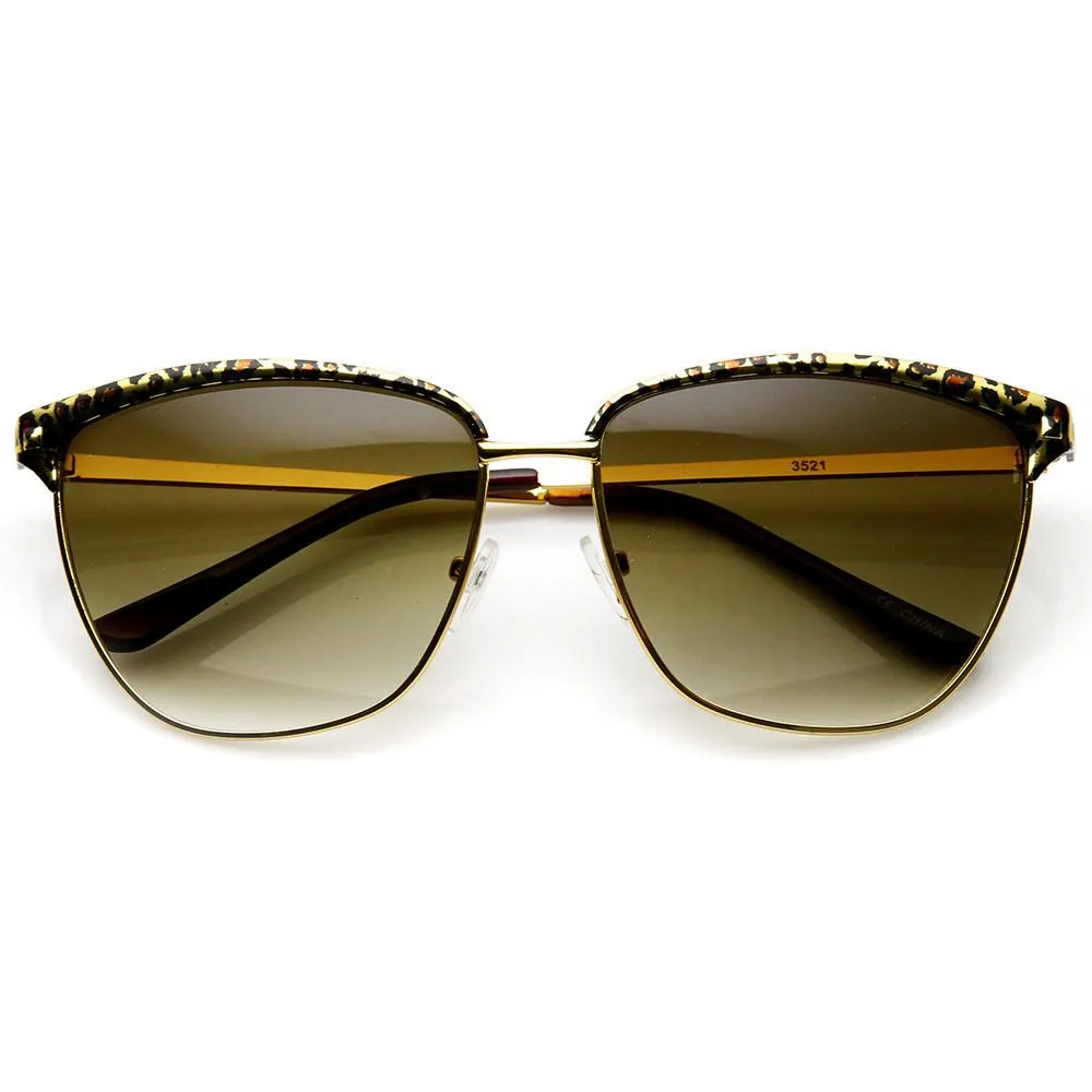 Women's Half Frame Trendy Metal Animal Print Sunglasses 9291 sold by ZeroUV