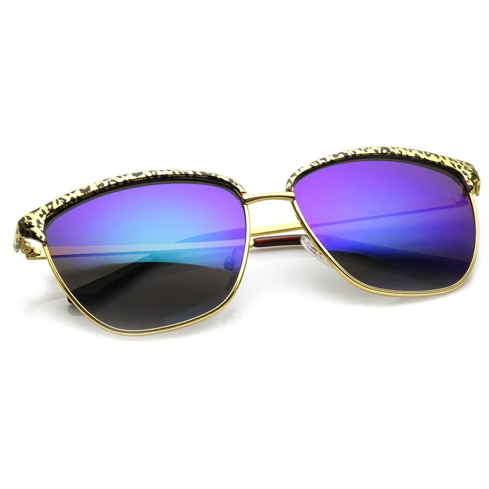 Women's Half Frame Trendy Metal Animal Print Sunglasses 9291 sold by ZeroUV product image thumbnail 5