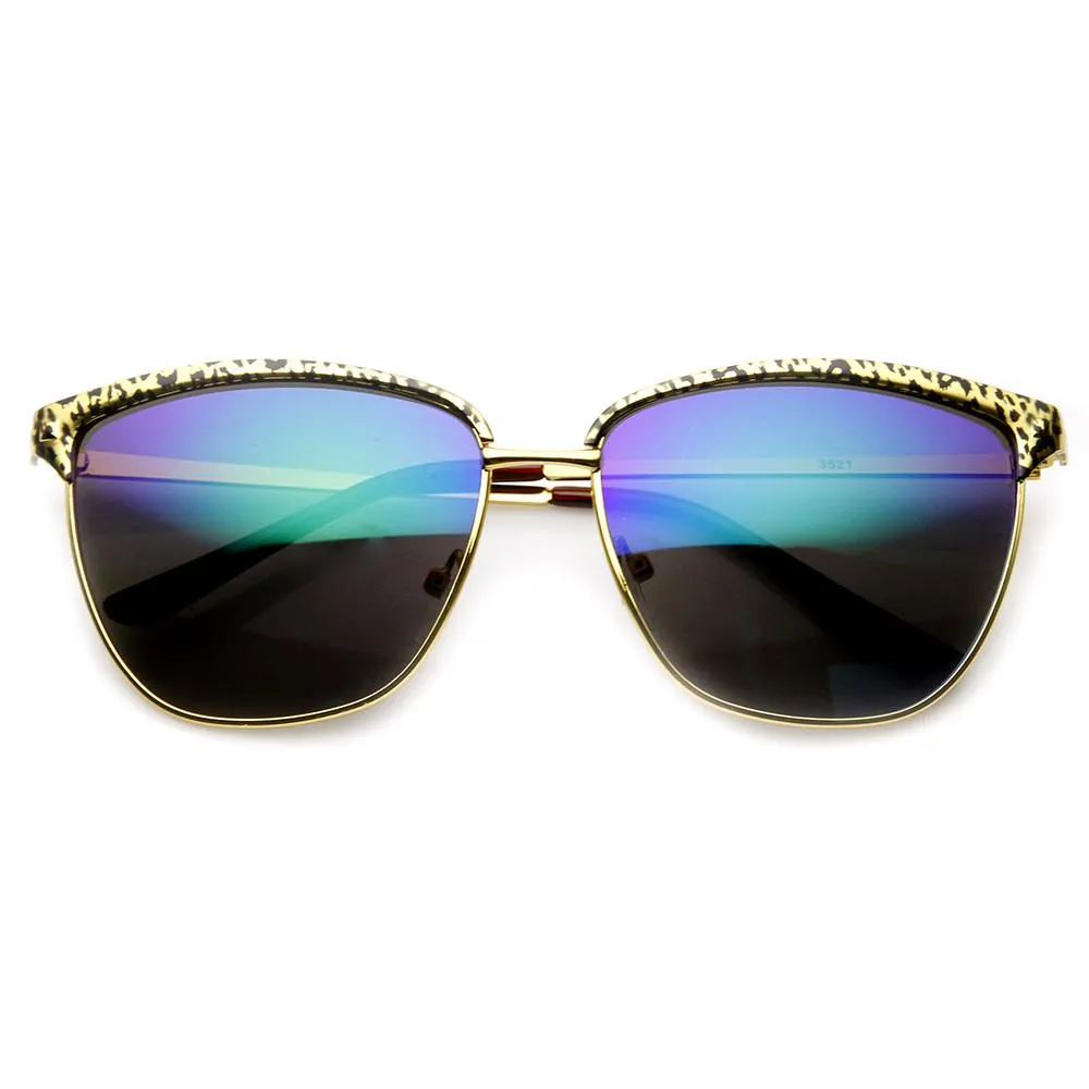 Women's Half Frame Trendy Metal Animal Print Sunglasses 9291 sold by ZeroUV product image thumbnail 3