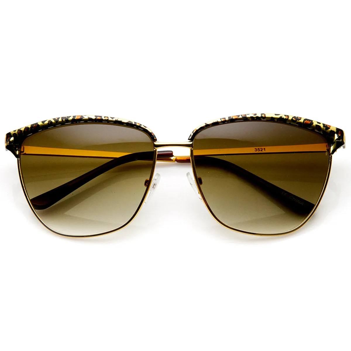 Women's Half Frame Trendy Metal Animal Print Sunglasses 9291 sold by ZeroUV product image thumbnail 2
