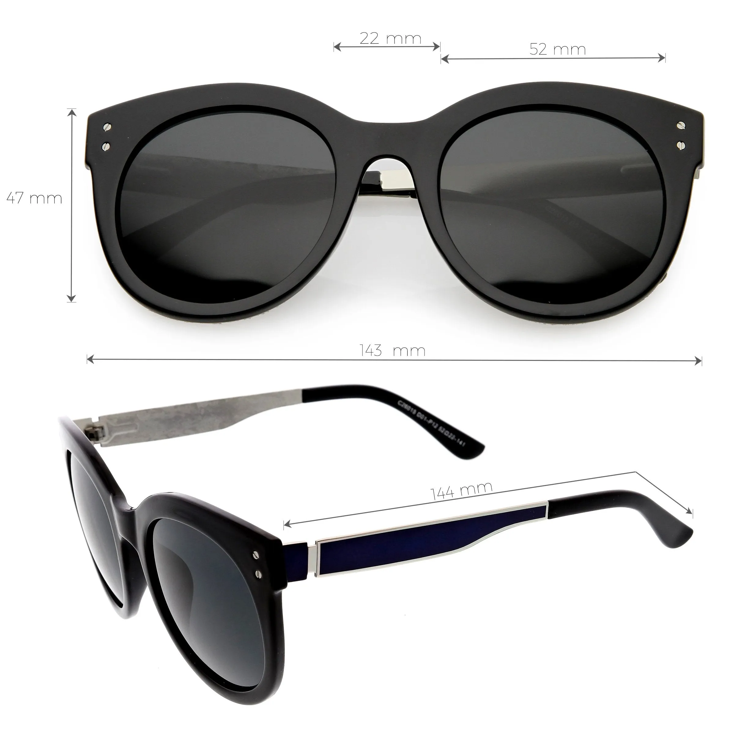 Women's Round Horned Rim Polarized Lens Sunglasses C893 sold by ZeroUV product image thumbnail 2