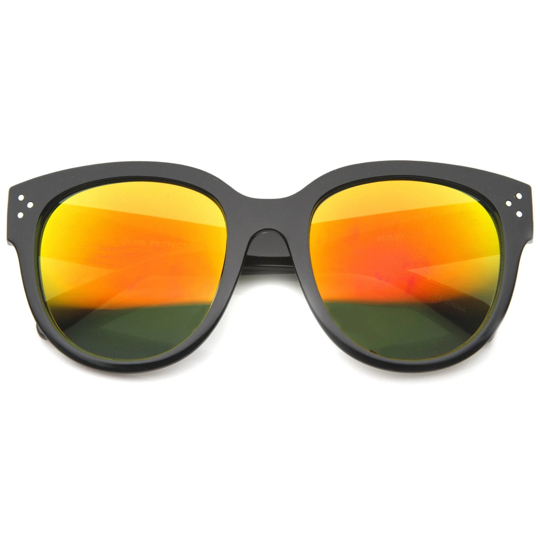 Oversize Lens Horned Rim Mirror Lens Sunglasses 9849 sold by ZeroUV product image thumbnail 2