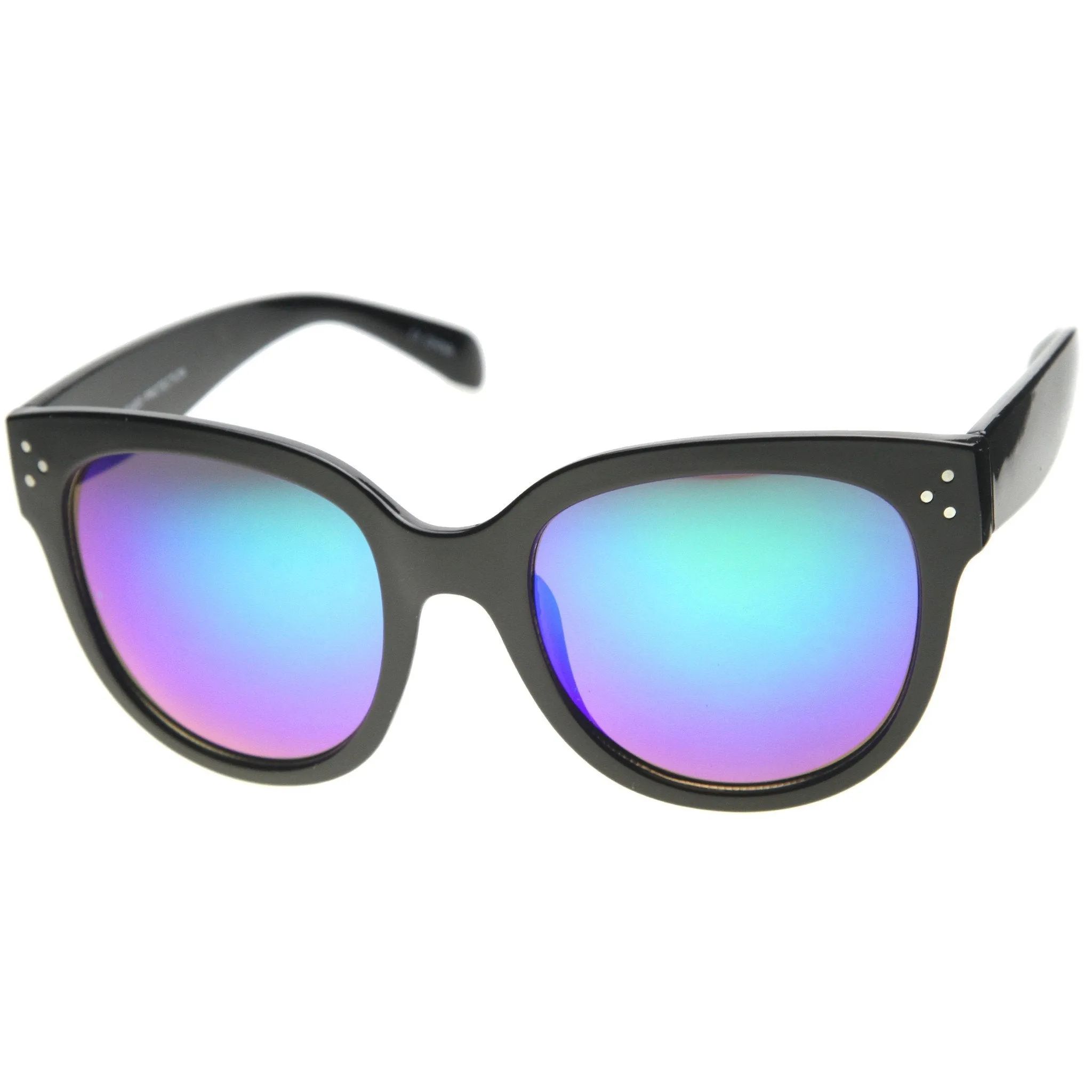 Oversize Lens Horned Rim Mirror Lens Sunglasses 9849 sold by ZeroUV product image thumbnail 4