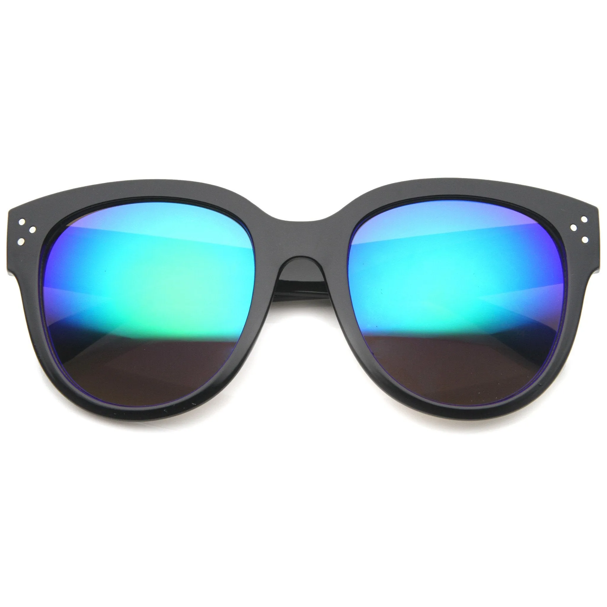 Oversize Lens Horned Rim Mirror Lens Sunglasses 9849 sold by ZeroUV product image thumbnail 3