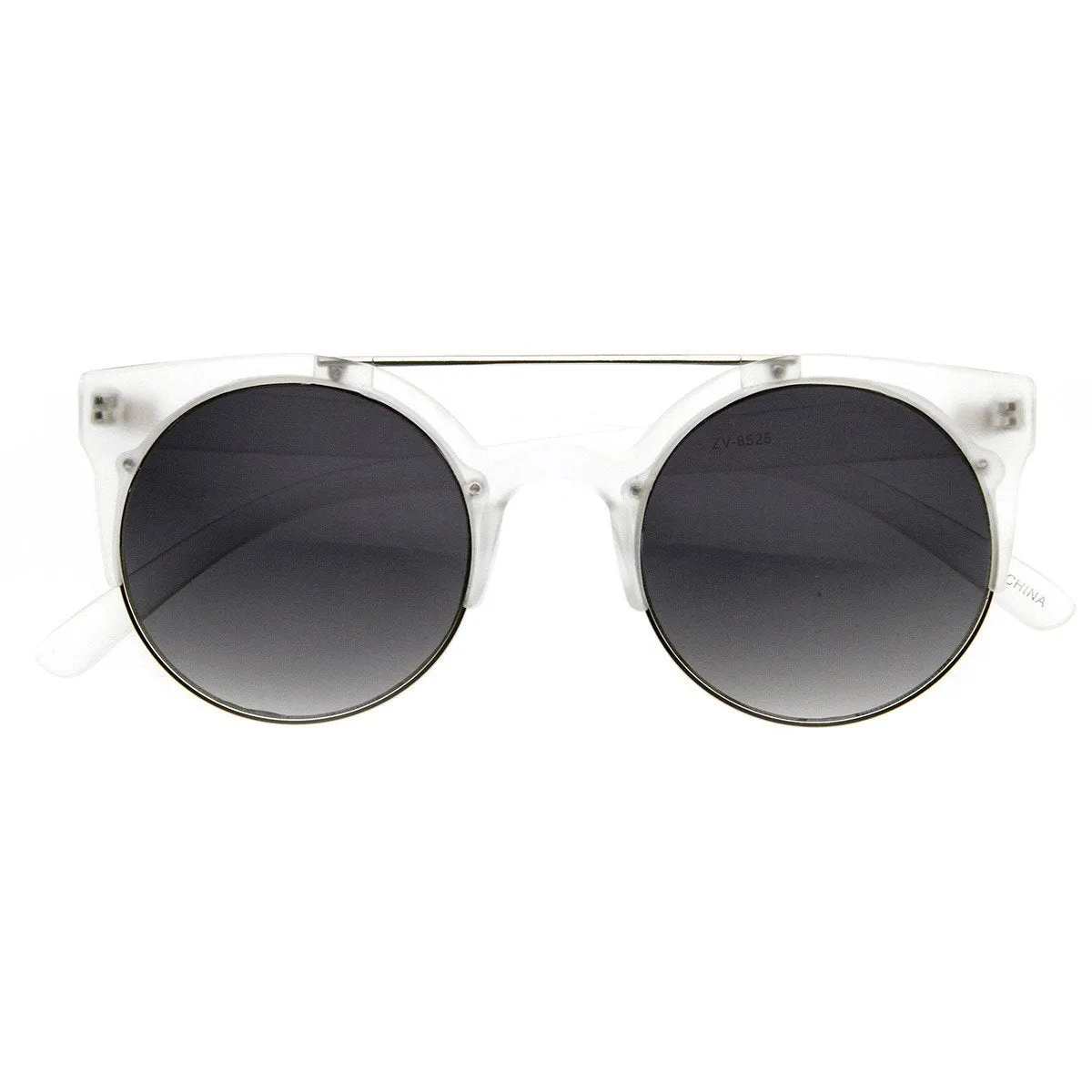 Designer Retro Circle Super Half Frame Flat Bar Sunglasses 8525 sold by ZeroUV product image thumbnail 5