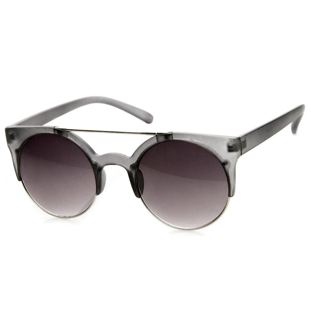 Designer Retro Circle Super Half Frame Flat Bar Sunglasses 8525 sold by ZeroUV product image thumbnail 4
