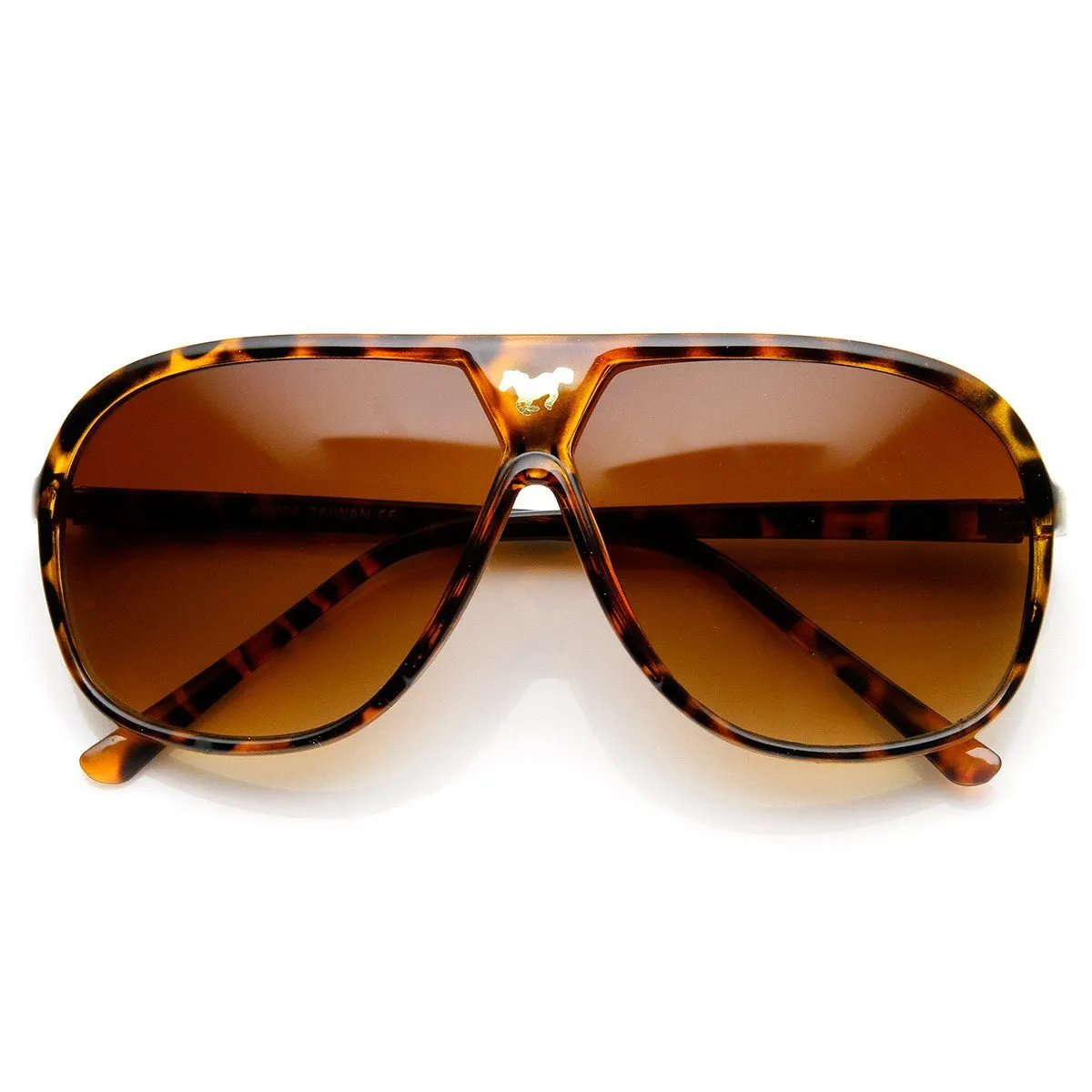 Retro Oversize Gold Horse Emblem Aviator Sunglasses 2867 sold by ZeroUV product image thumbnail 4