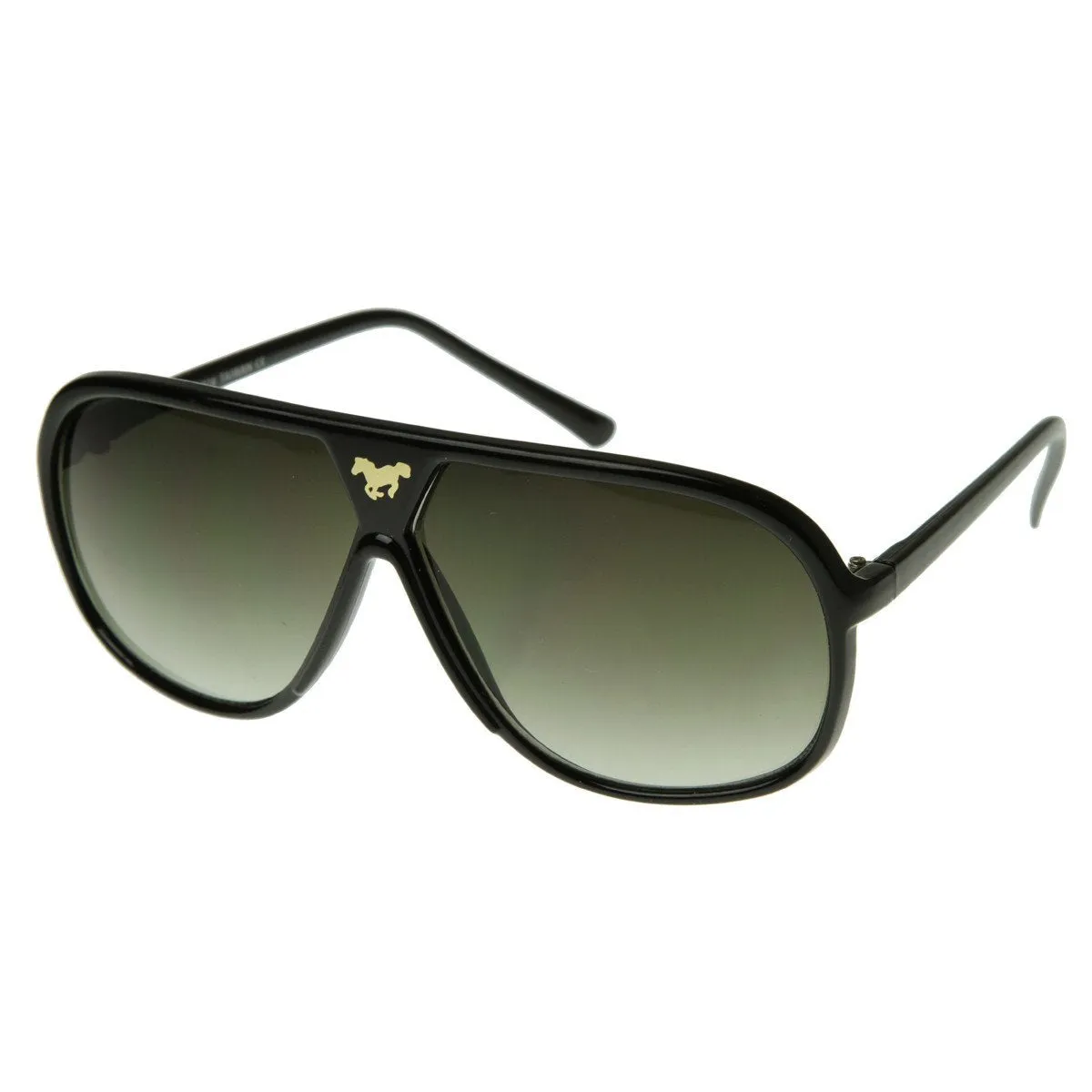 Retro Oversize Gold Horse Emblem Aviator Sunglasses 2867 sold by ZeroUV product image thumbnail 2
