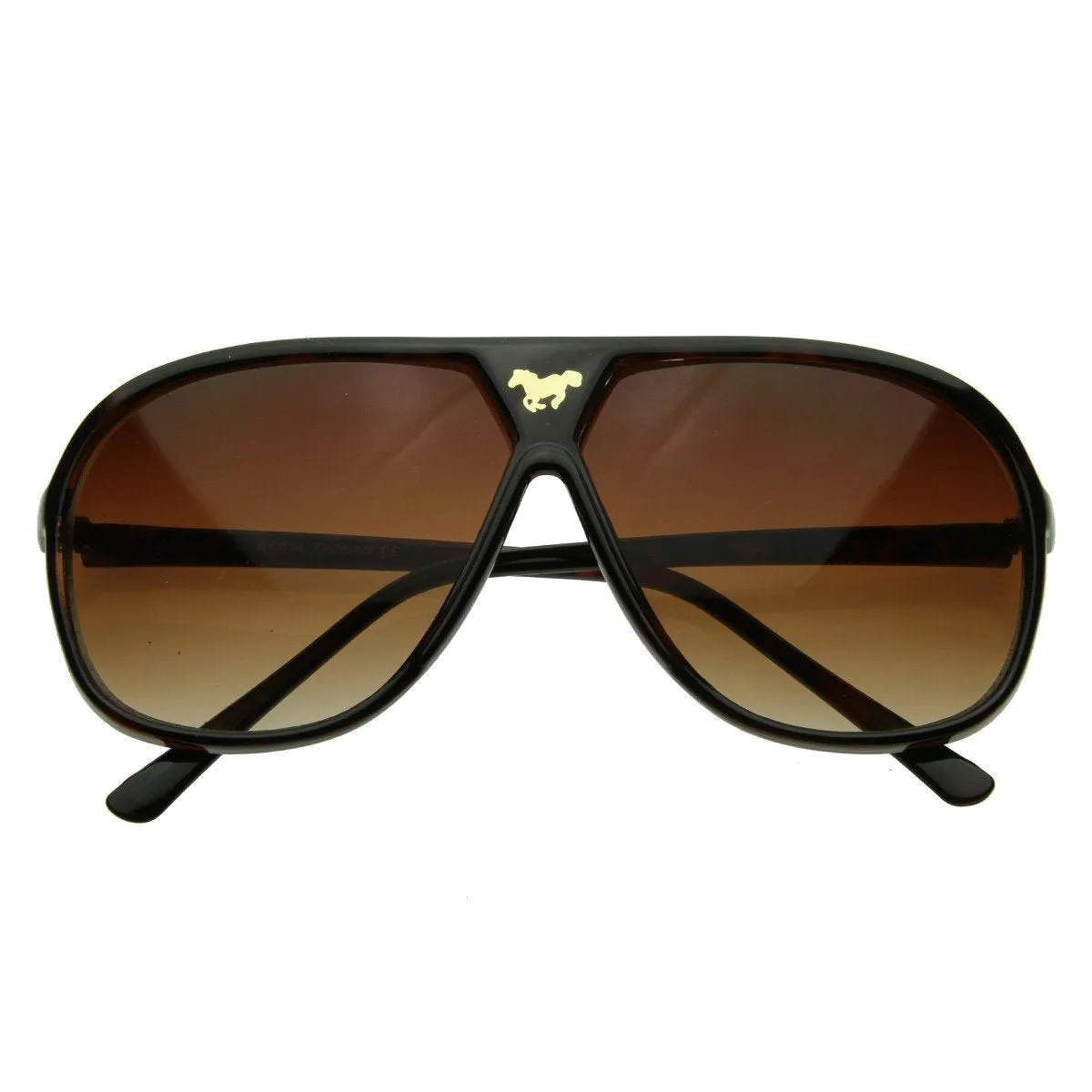 Retro Oversize Gold Horse Emblem Aviator Sunglasses 2867 sold by ZeroUV product image thumbnail 3