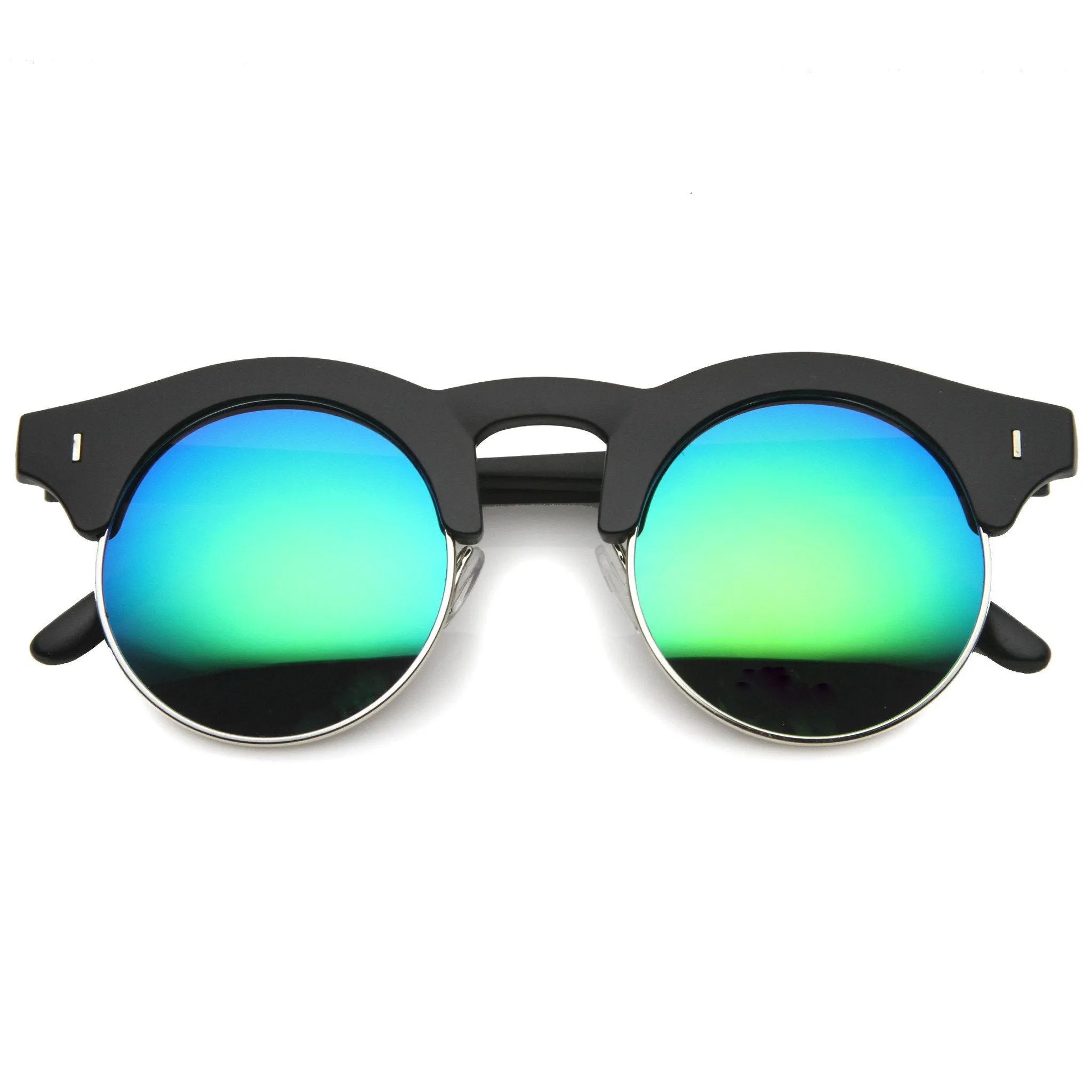 Retro Horned Rim Round Half Frame Mirror Lens Sunglasses 9991 sold by ZeroUV product image thumbnail 5