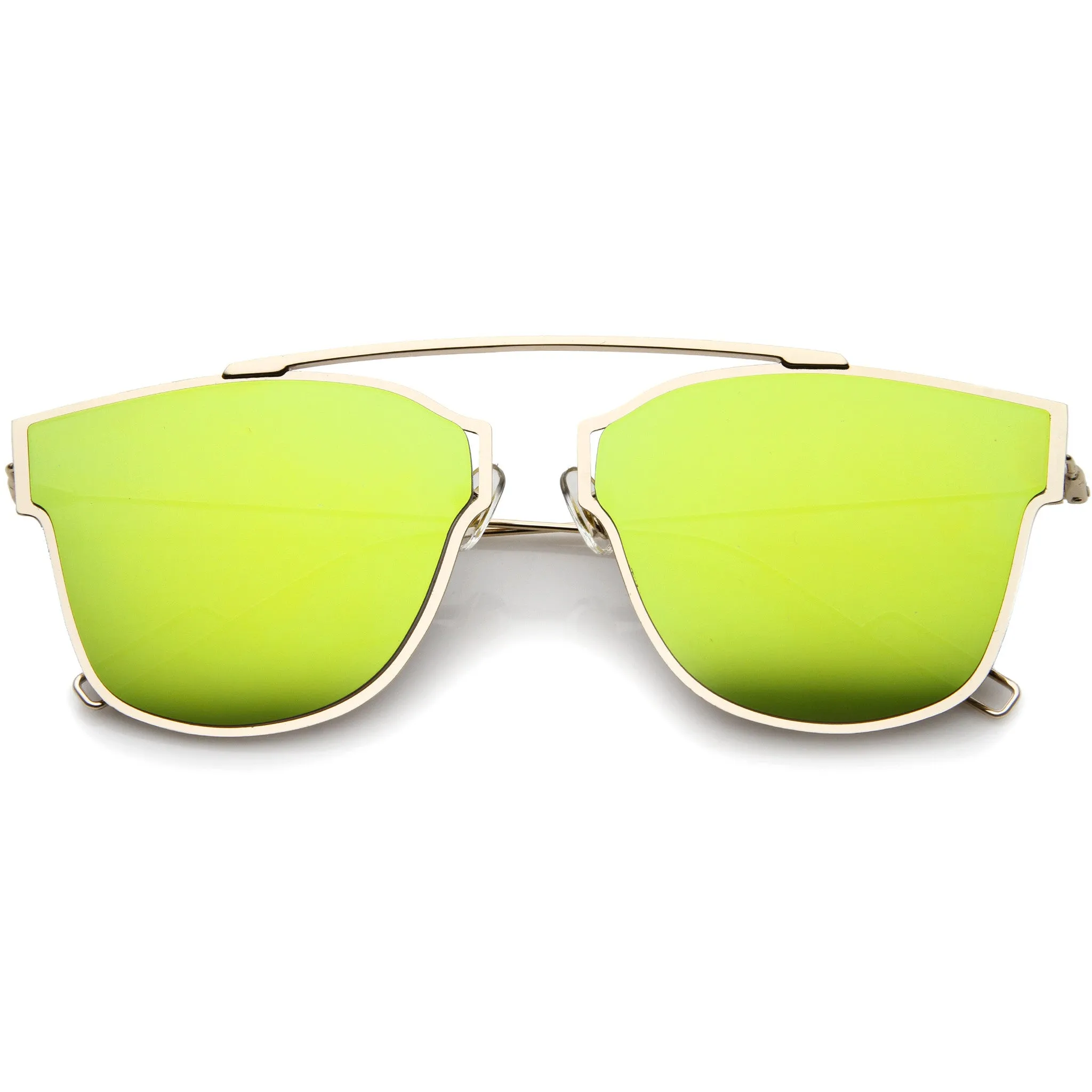 Modern Flash Mirror Flat Lens Thin Wire Frame Sunglasses A384 sold by ZeroUV product image thumbnail 3