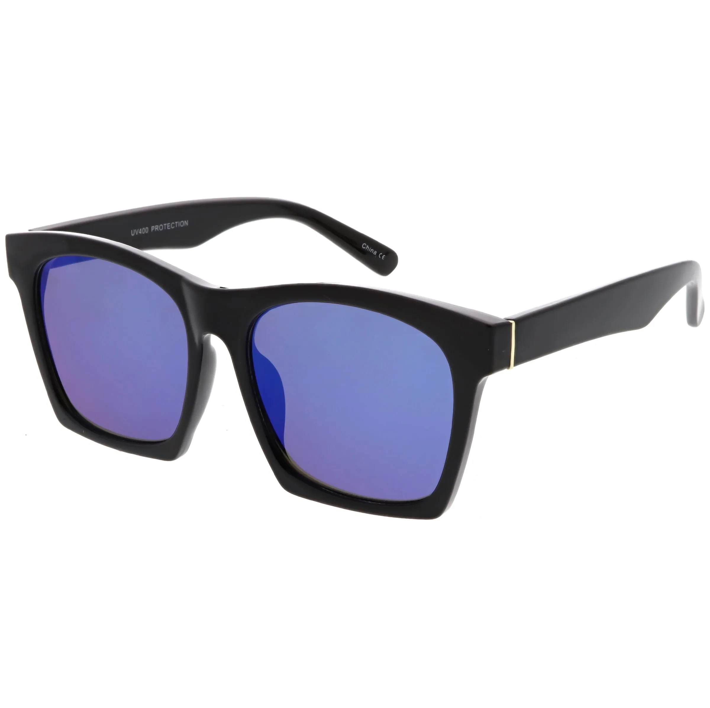 Modern Horned Rim Block Frame Flat Lens Sunglasses C425 sold by ZeroUV product image thumbnail 2