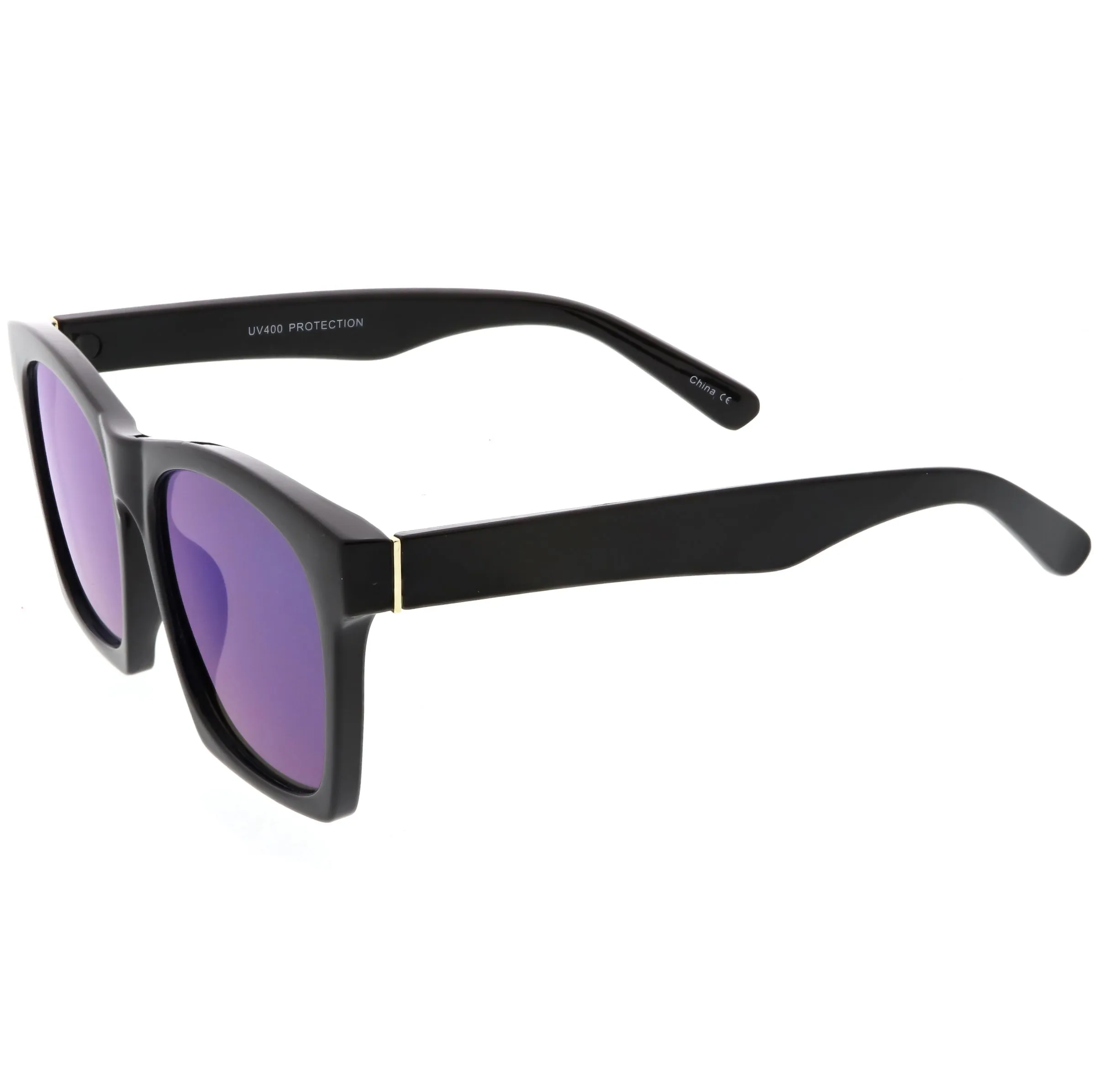 Modern Horned Rim Block Frame Flat Lens Sunglasses C425 sold by ZeroUV product image thumbnail 3