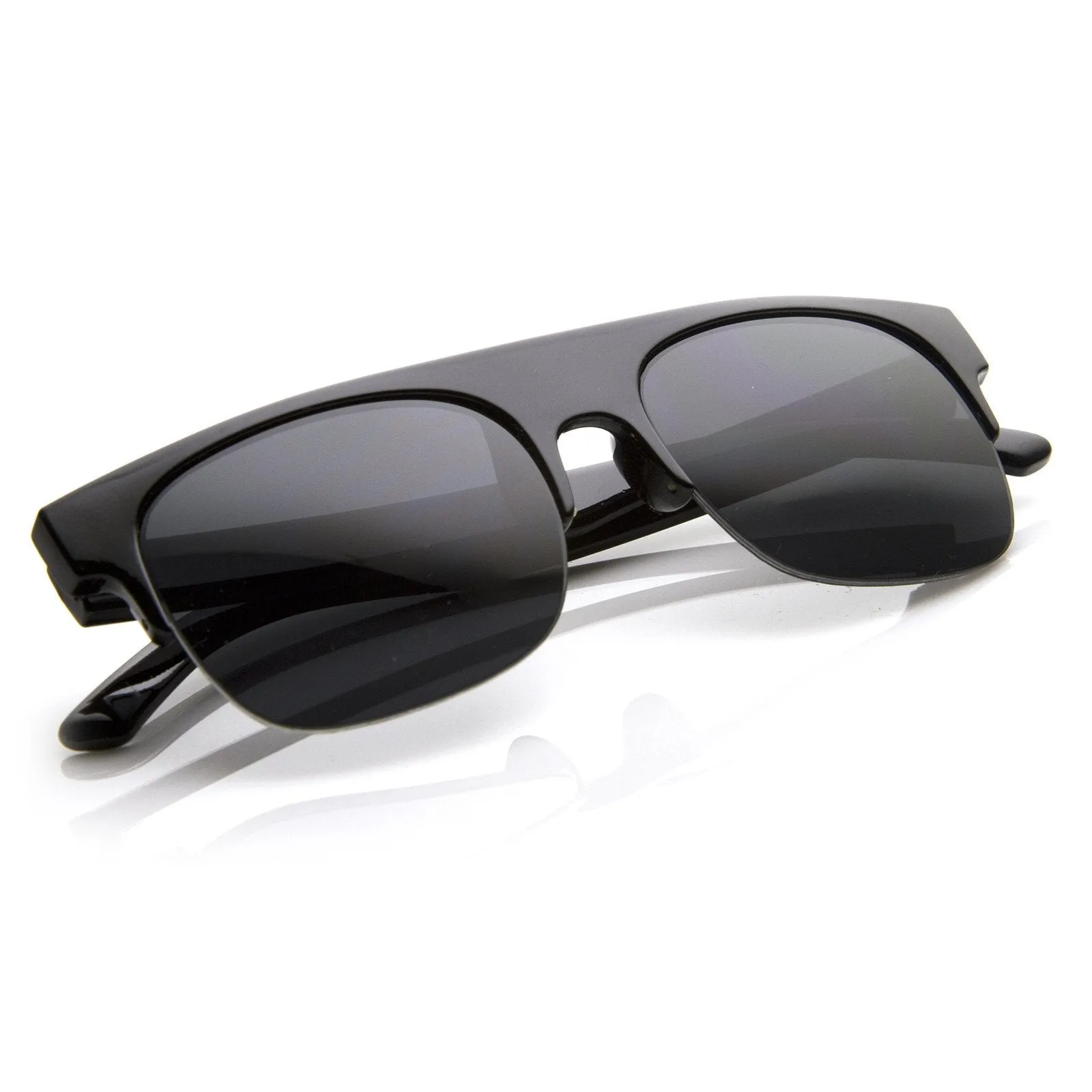 Retro Modern Super Flat Top Horned Rim Sunglasses 8694 sold by ZeroUV product image thumbnail 4