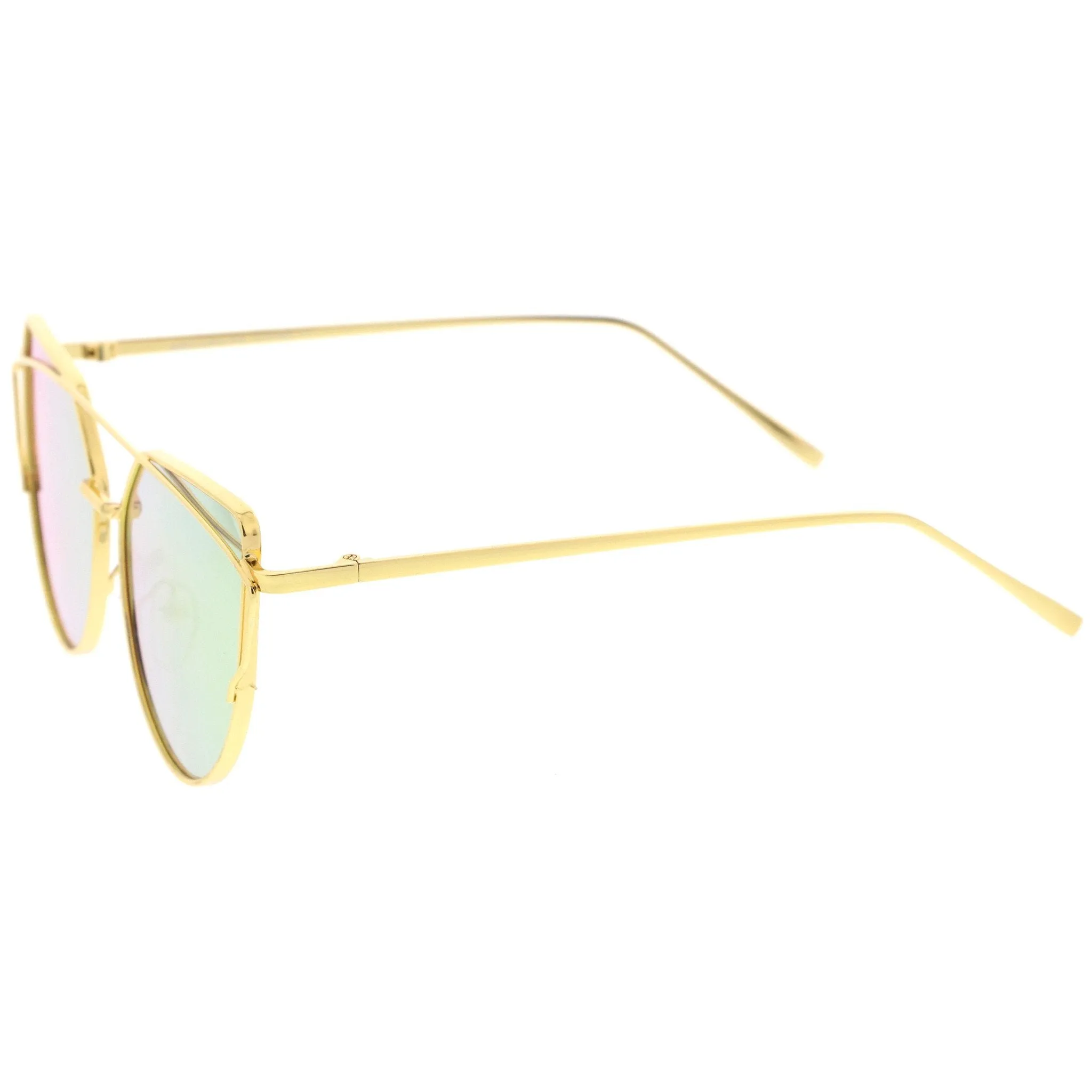 Women's Mid Size Metal Flat Lens Cat Eye Sunglasses C051 sold by ZeroUV product image thumbnail 3