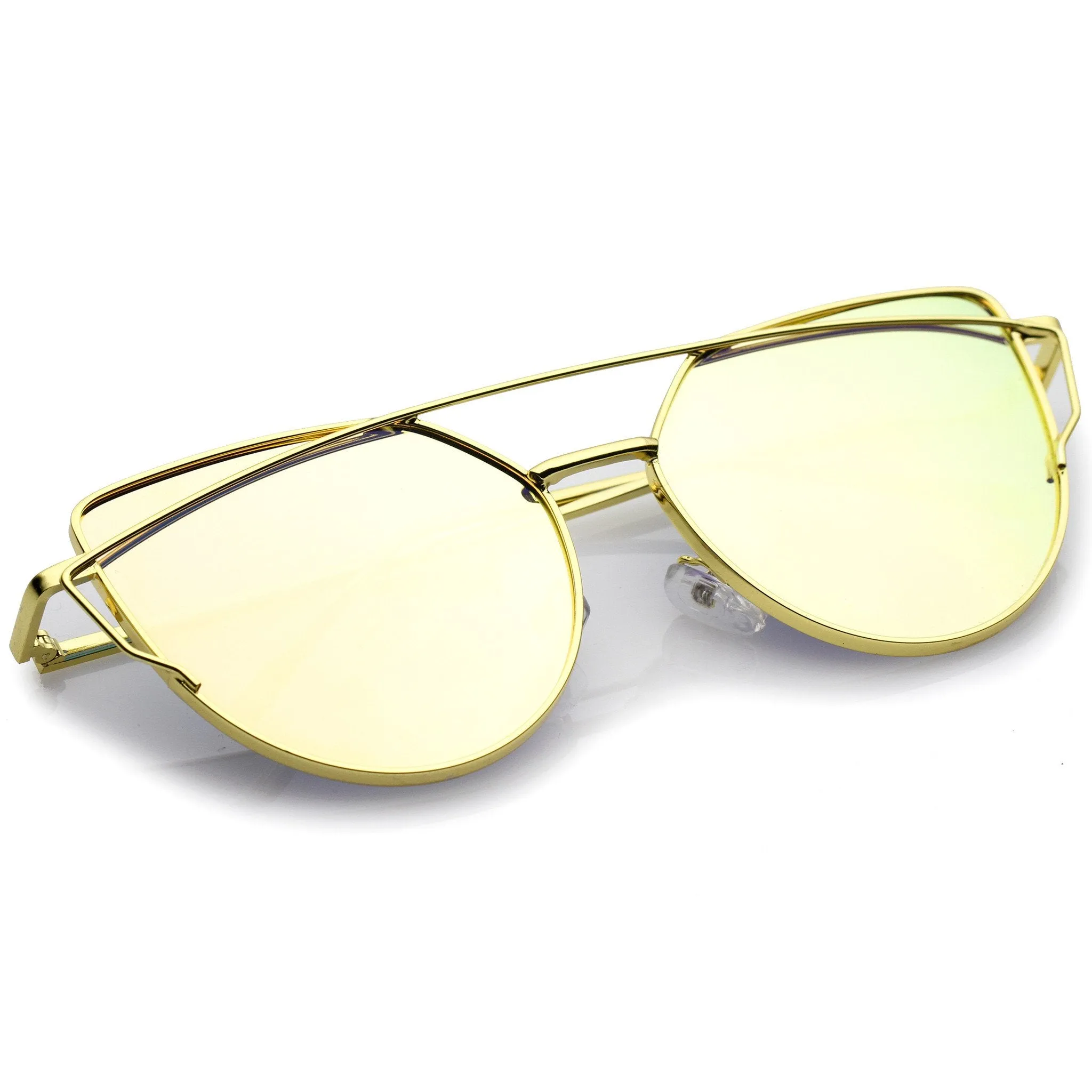 Women's Mid Size Metal Flat Lens Cat Eye Sunglasses C051 sold by ZeroUV product image thumbnail 4