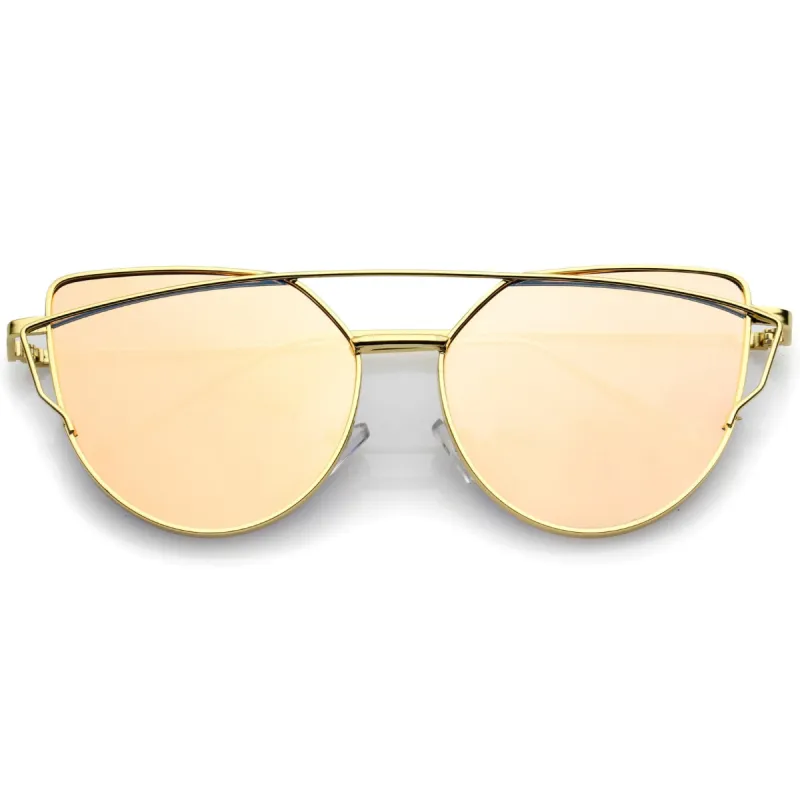 Women's Mid Size Metal Flat Lens Cat Eye Sunglasses C051 sold by ZeroUV