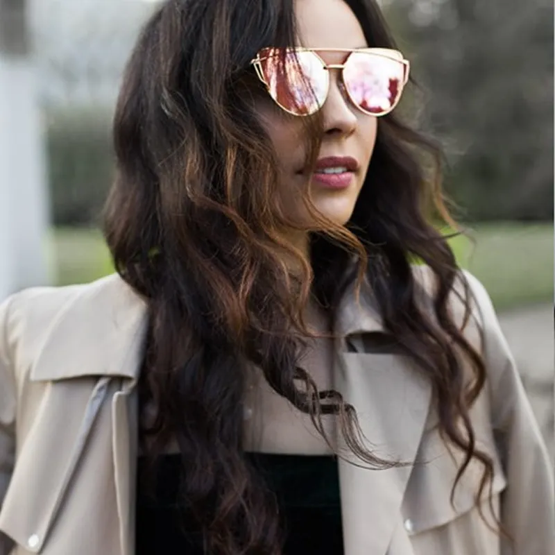 Women's Mid Size Metal Flat Lens Cat Eye Sunglasses C051 sold by ZeroUV product image thumbnail 5