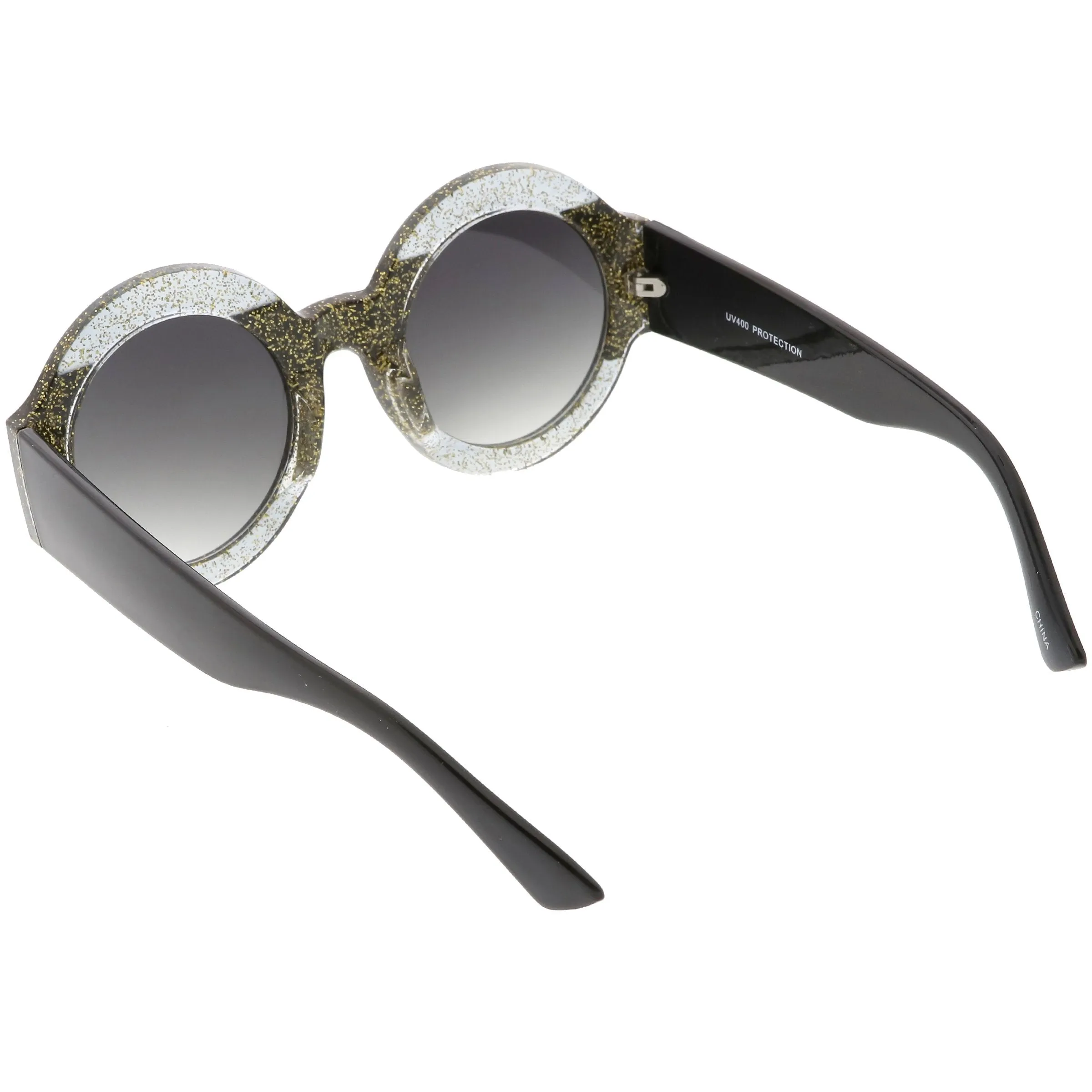 Women's Oversize Glitter Two Tone Round Sunglasses C622 sold by ZeroUV product image thumbnail 4
