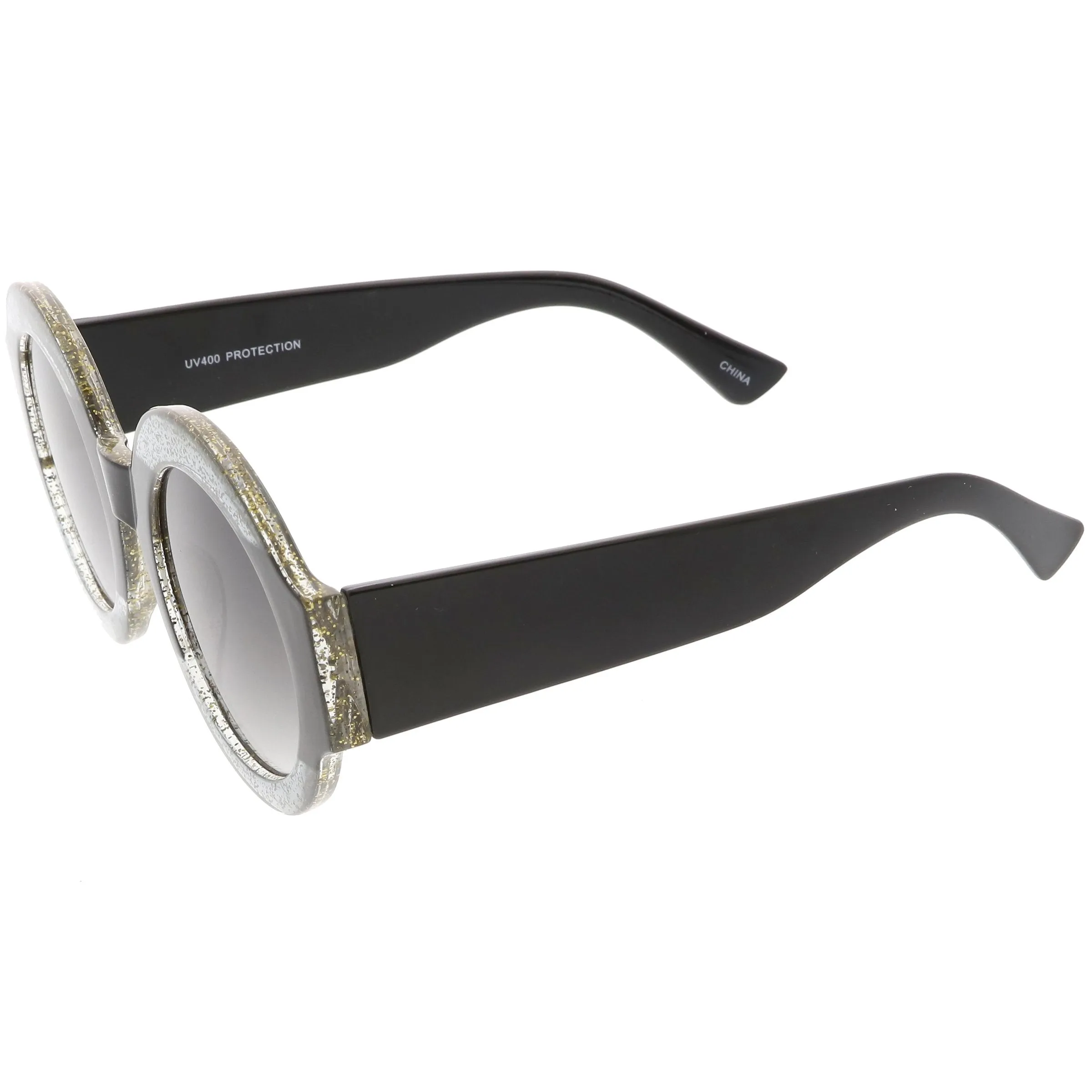 Women's Oversize Glitter Two Tone Round Sunglasses C622 sold by ZeroUV product image thumbnail 3
