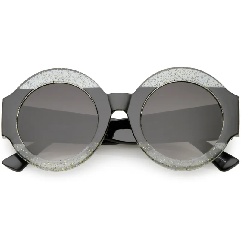 Women's Oversize Glitter Two Tone Round Sunglasses C622 sold by ZeroUV