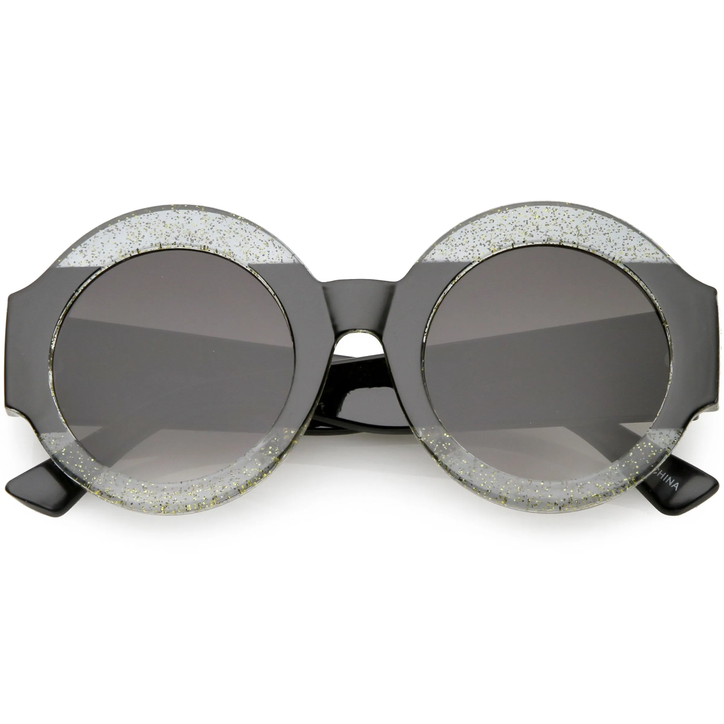 Women's Oversize Glitter Two Tone Round Sunglasses C622 sold by ZeroUV
