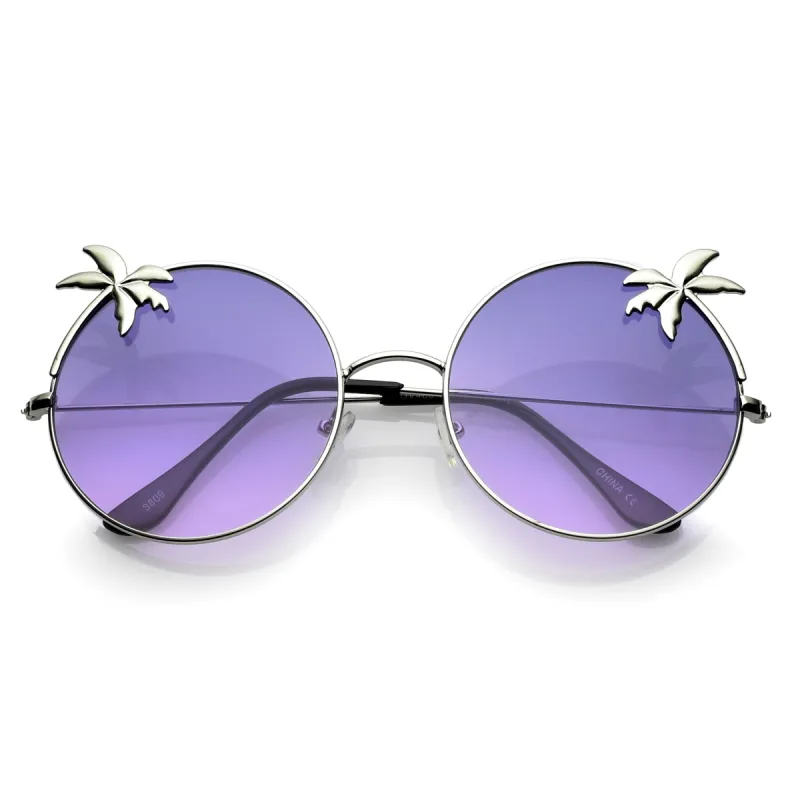 Indie Round Palm Tree Gradient Lens Sunglasses A528 sold by ZeroUV