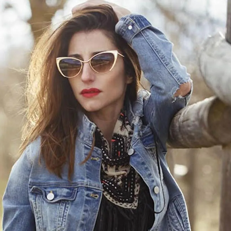 Women's Metal Fashion High Tip Pointed Cat Eye Sunglasses sold by ZeroUV product image thumbnail 4