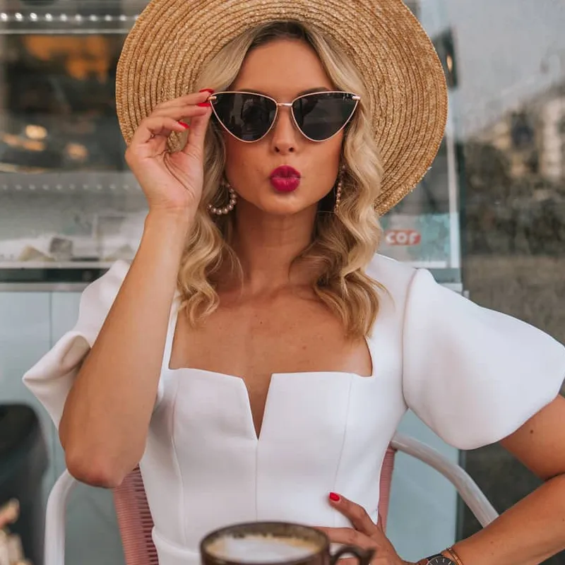 Oversize Thin Metal Cat Eye Butterfly Frame Sunglasses C201 sold by ZeroUV product image thumbnail 2