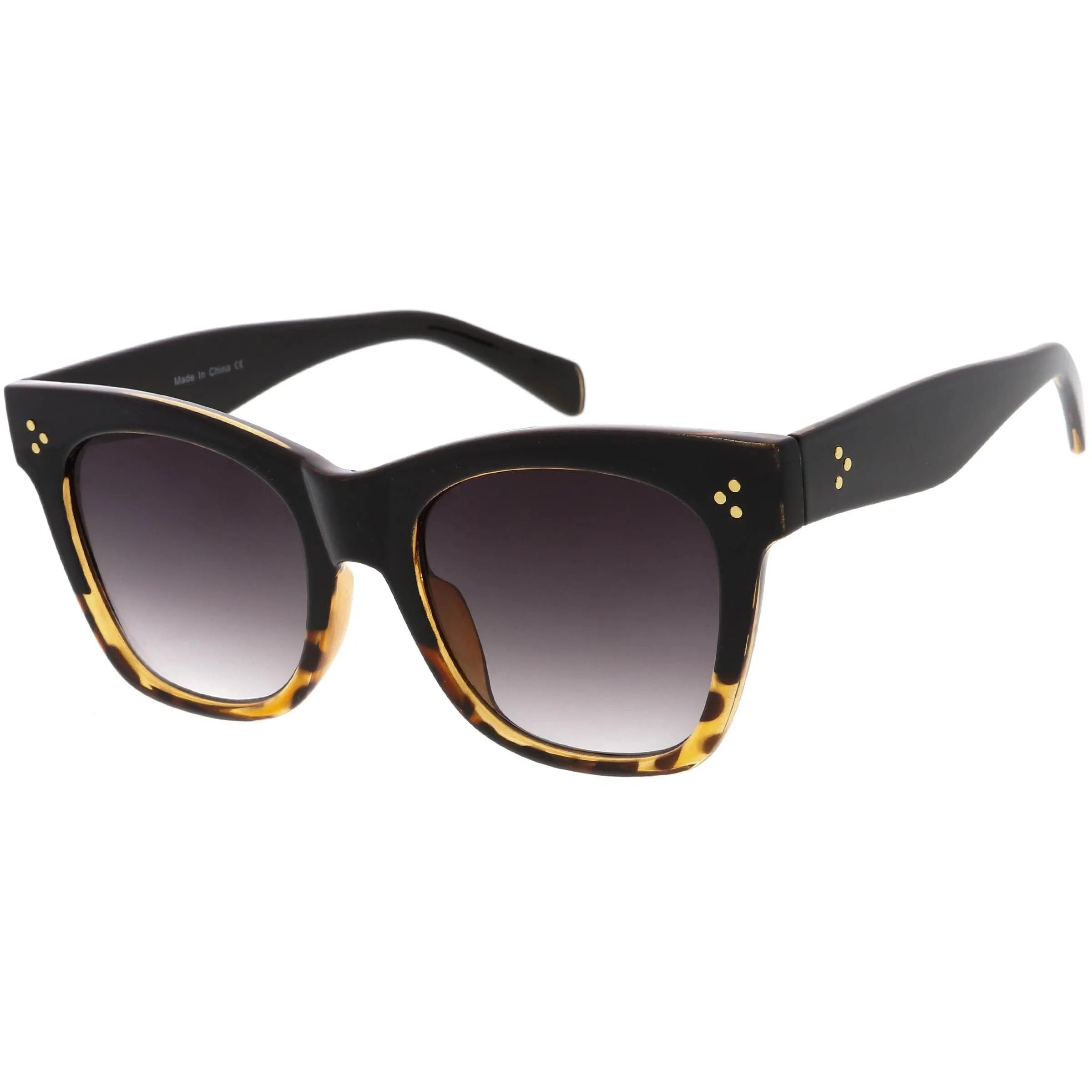 Oversize Gold Detail Accent Classic Plastic Horn Rimmed Sunglasses C971 sold by ZeroUV product image thumbnail 2