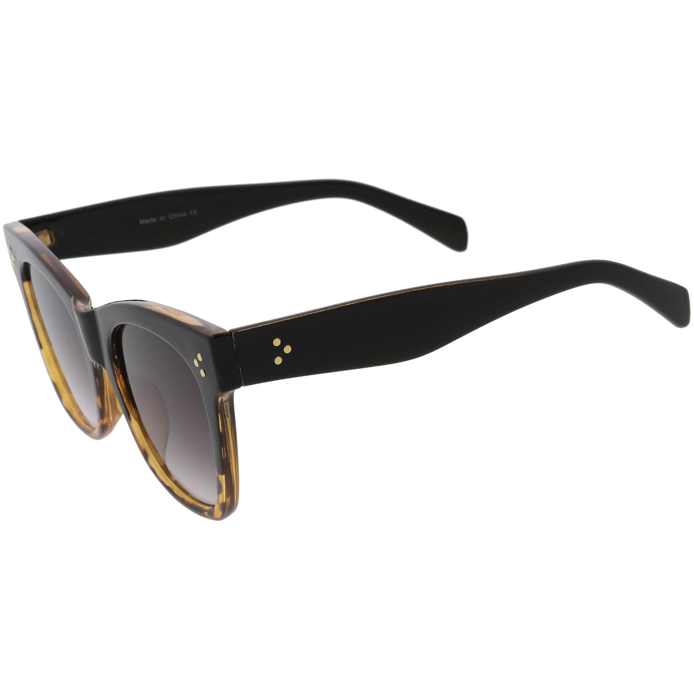 Oversize Gold Detail Accent Classic Plastic Horn Rimmed Sunglasses C971 sold by ZeroUV product image thumbnail 3