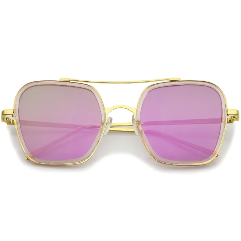 Modern Square Mirrored Flat Lens Sunglasses A500 sold by ZeroUV