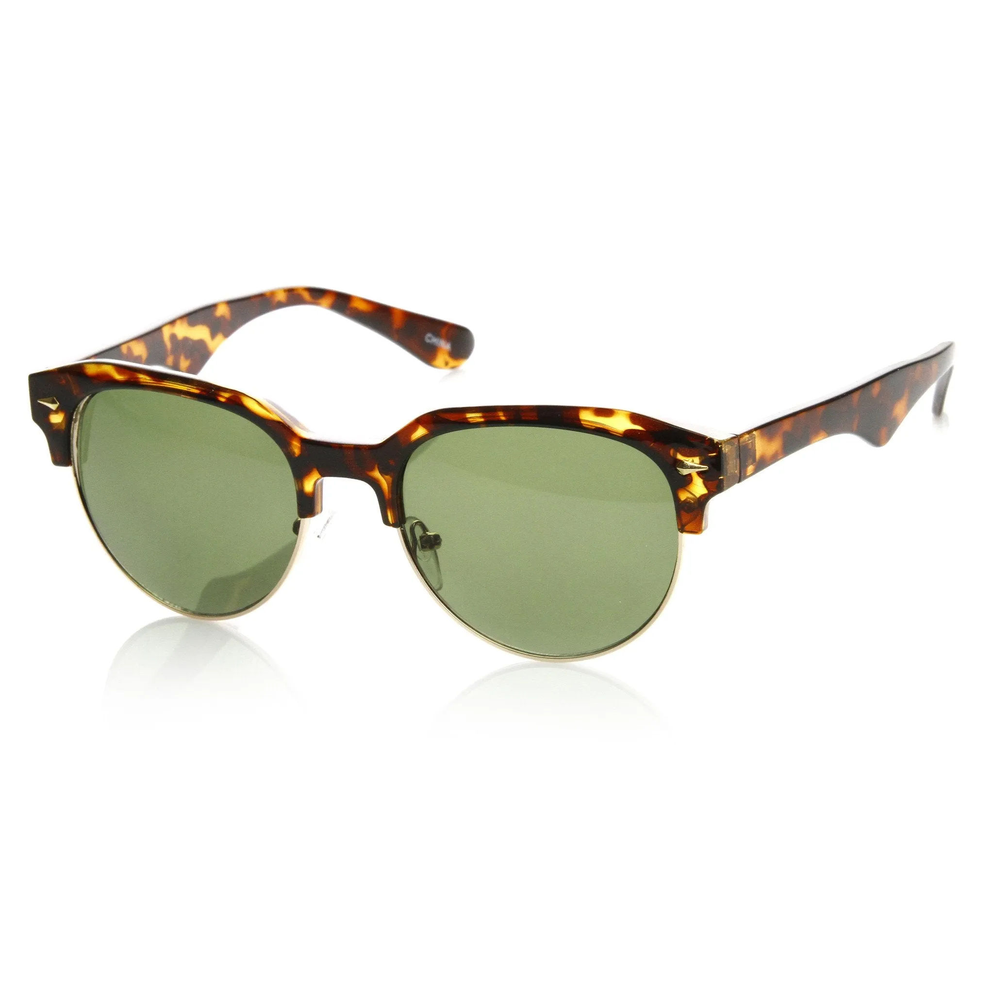 Vintage European Dapper Half Frame Round Horned Rim Sunglasses 8819 sold by ZeroUV product image thumbnail 3