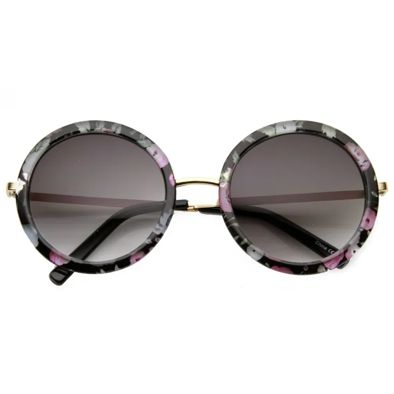 Women's Hippie Flower Print Round Sunglasses 9597 sold by ZeroUV