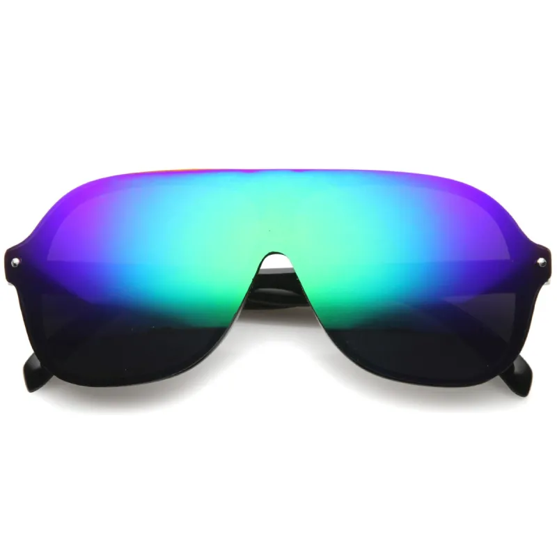 Retro Disco Mono Lens Color Mirror Lens Aviator Sunglasses A060 sold by ZeroUV